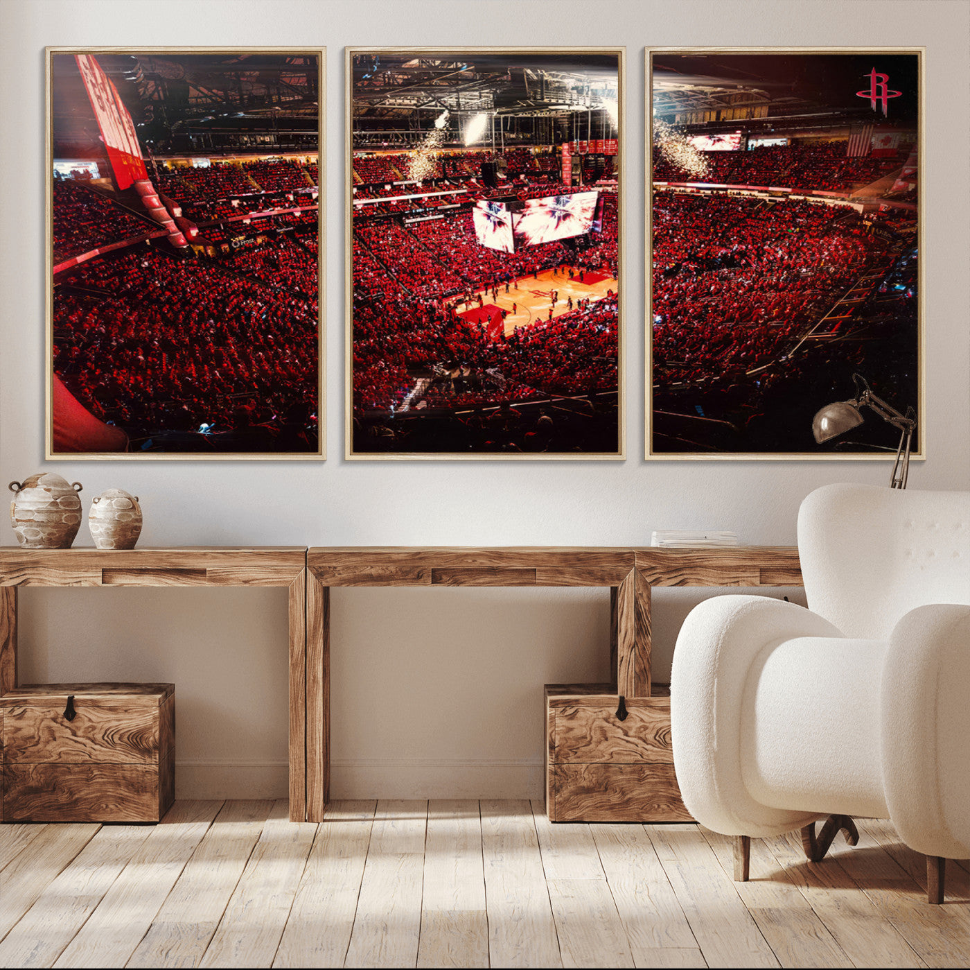 91527-MGV-CV-36X24-Houston Rockets Basketball Team Print Canvas- Houston Toyota Center Stadium Wall Art Canvas Print