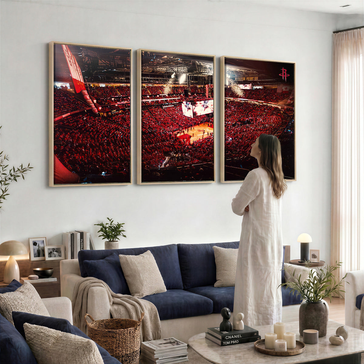 91527-MGV-CV-36X24 - Houston Rockets Basketball Team Print Canvas, Houston Toyota Center Arena Wall Art