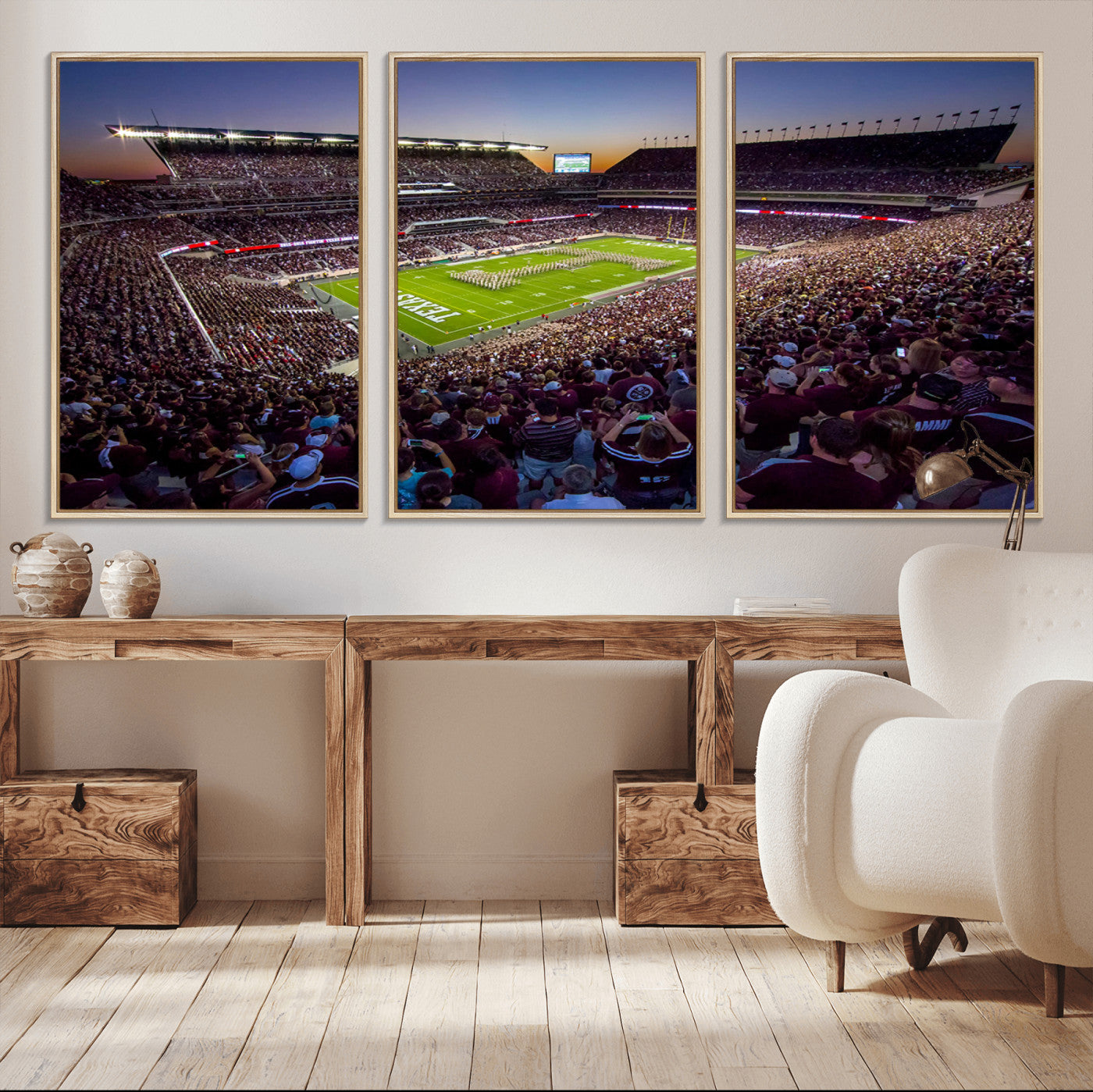 MGV-FC-60X30-3P - Texas A&M University Aggies Football Team Print - College Station Kyle Field Stadium Wall Art Canvas