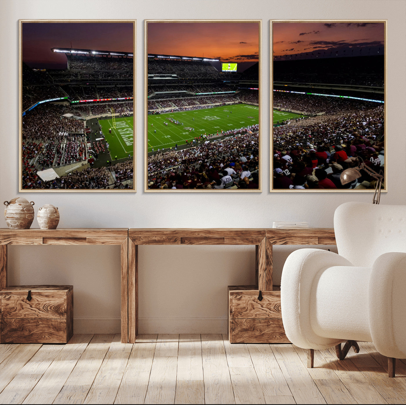 MGV-FC-60X30-3P - Texas A&M University Aggies Football Team Print - College Station Kyle Field Stadium Wall Art Canvas