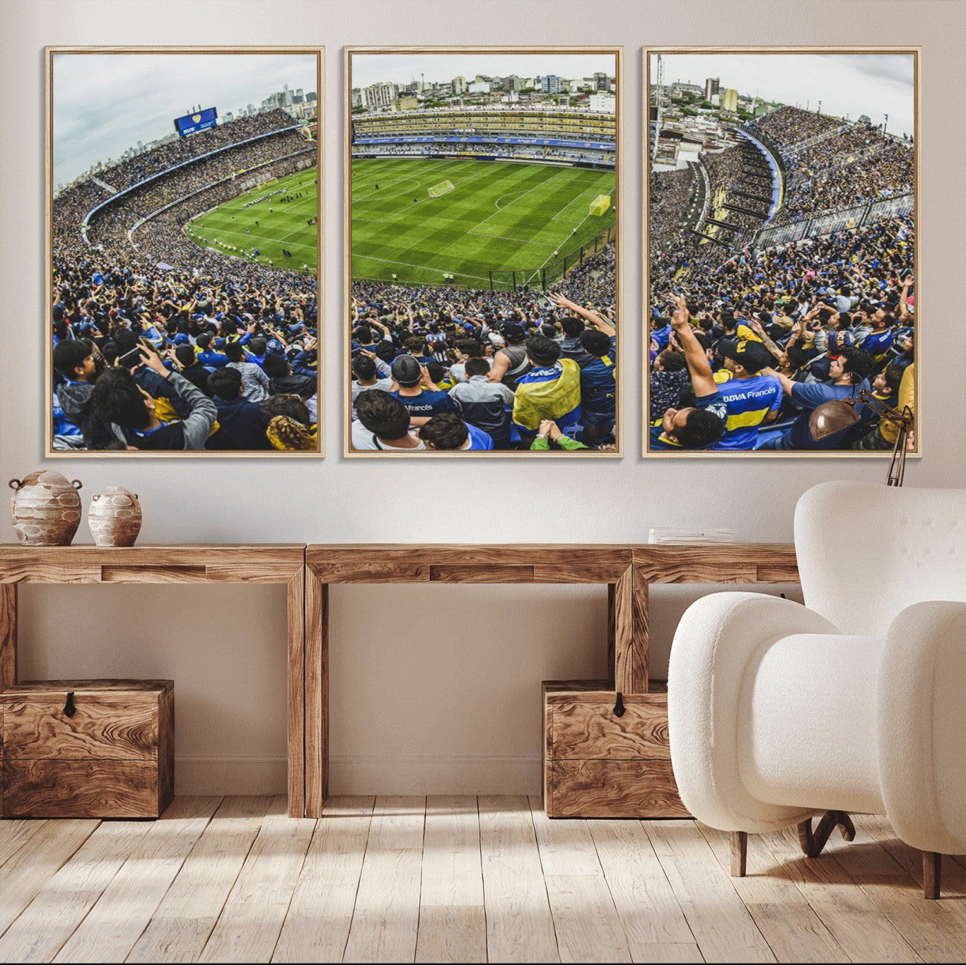 MGV-FC-60X30-3P - Boca Juniors Soccer Team Print Wall Art - Buenos Aires Bombonera Stadium Canvas Print