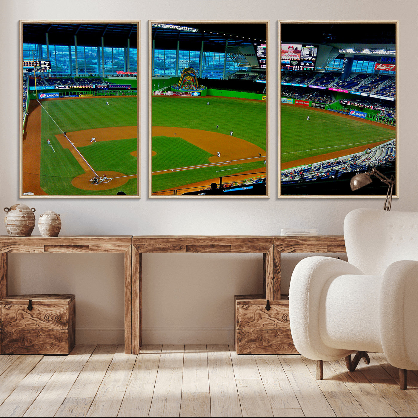 MGV-FC-60X30-3P - Miami Marlins Baseball Team Print - Miami LoanDepot Park Stadium Wall Art Canvas Print