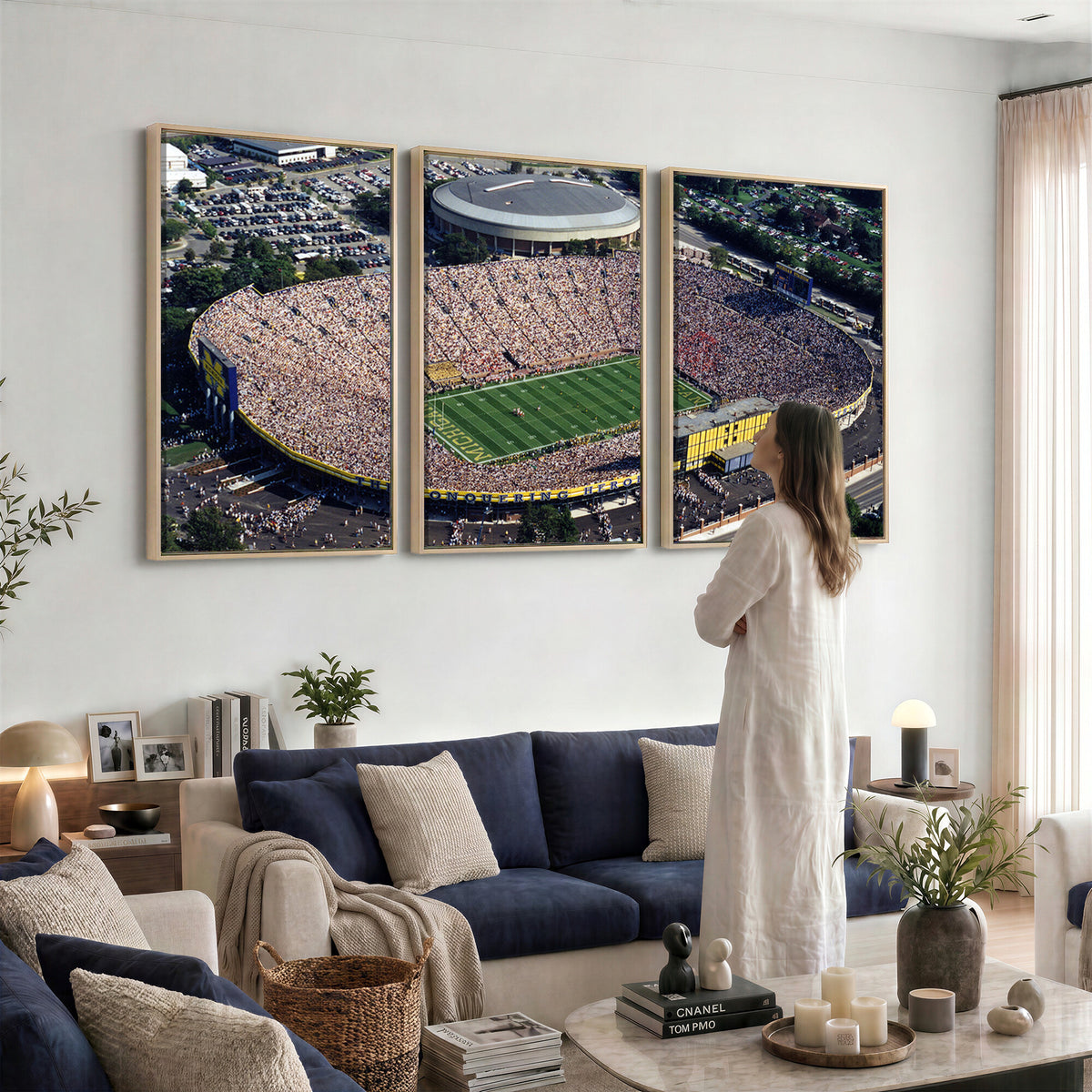 27314-MGV-CV-36X24 - Michigan Wolverines Football Team Print, Ann Arbor Michigan Stadium Wall Art