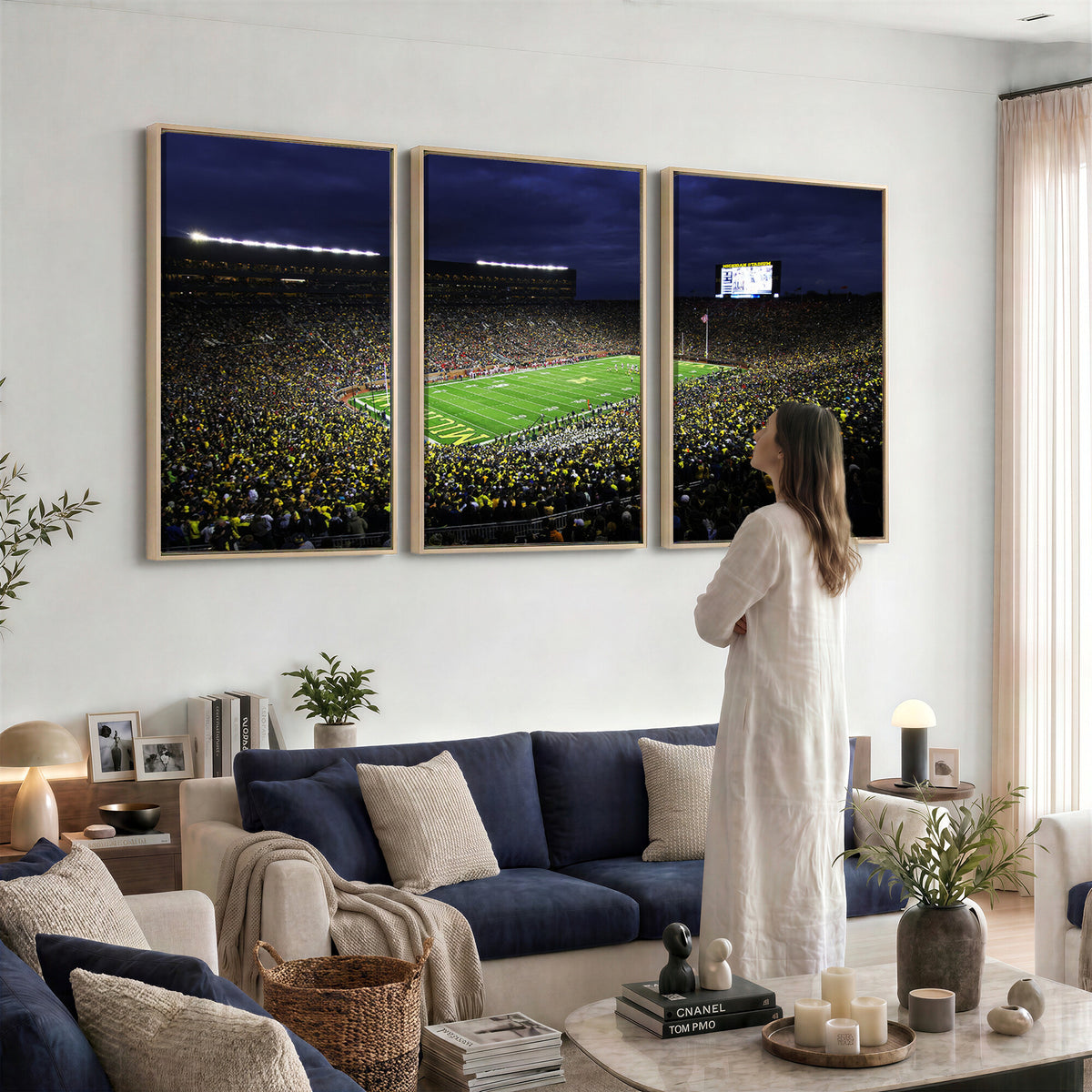 15448-MGV-CV-36X24 - Michigan Wolverines Football Canvas Wall Decor, Football Team Print, Ann Arbor Michigan Stadium