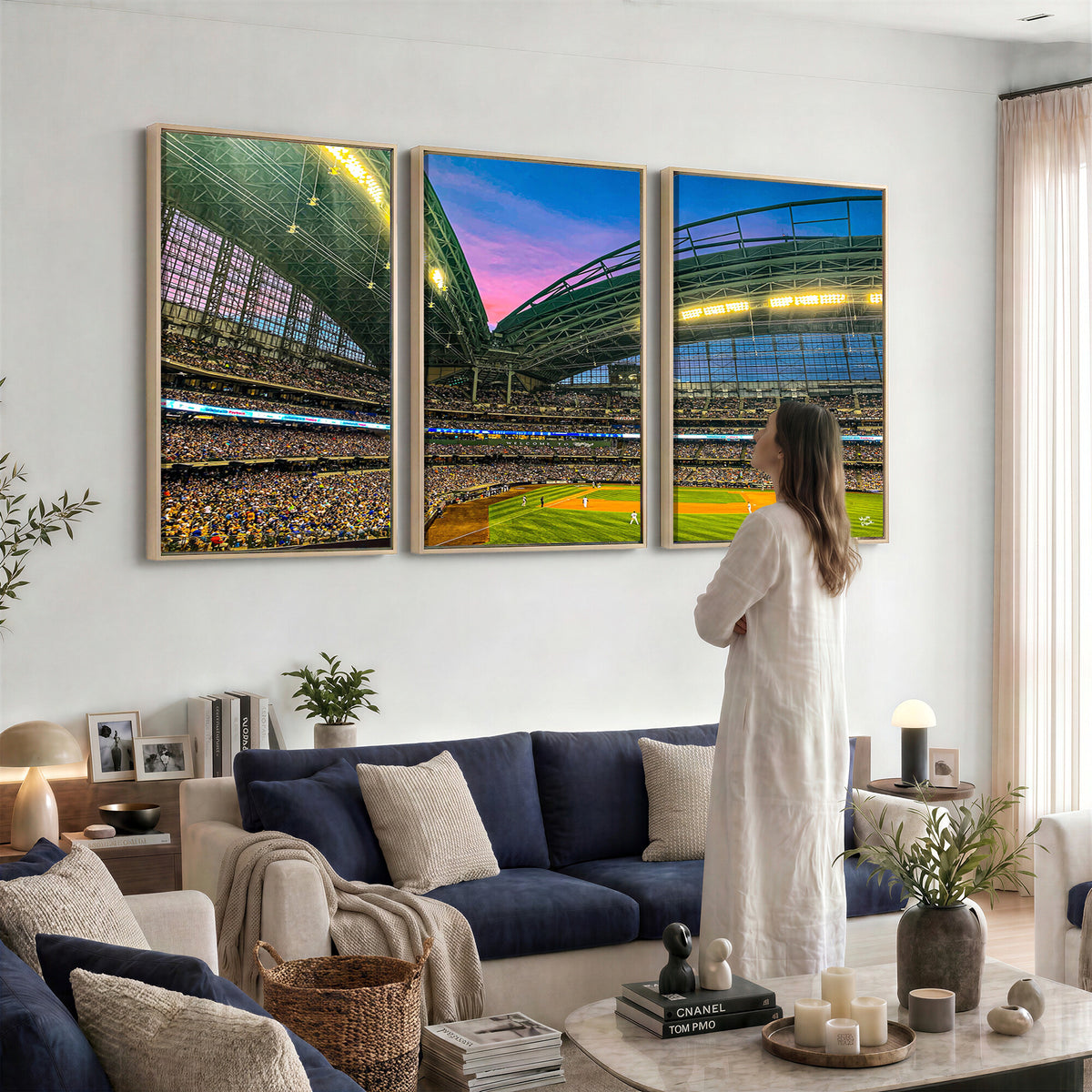 17006-MGV-CV-36X24 - Milwaukee Brewers Baseball Team Print Canvas, American Family Field Stadium Wall Art