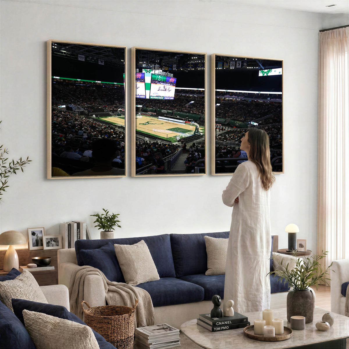 69882-MGV-CV-36X24 - Milwaukee Bucks Basketball Print, Fiserv Forum Stadium Wall Art