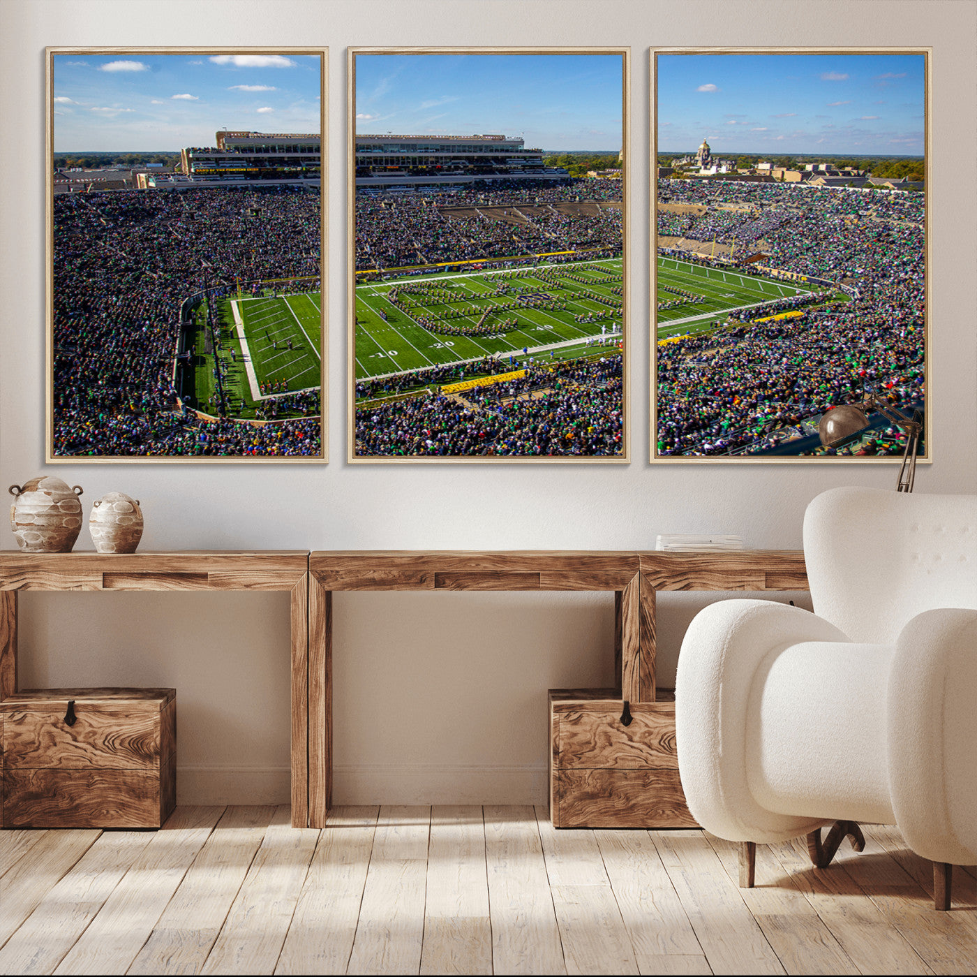 MGV-FC-60X30-3P - Notre Dame Fighting Irish Football Team Print - Notre Dame Stadium Wall Art Canvas Print