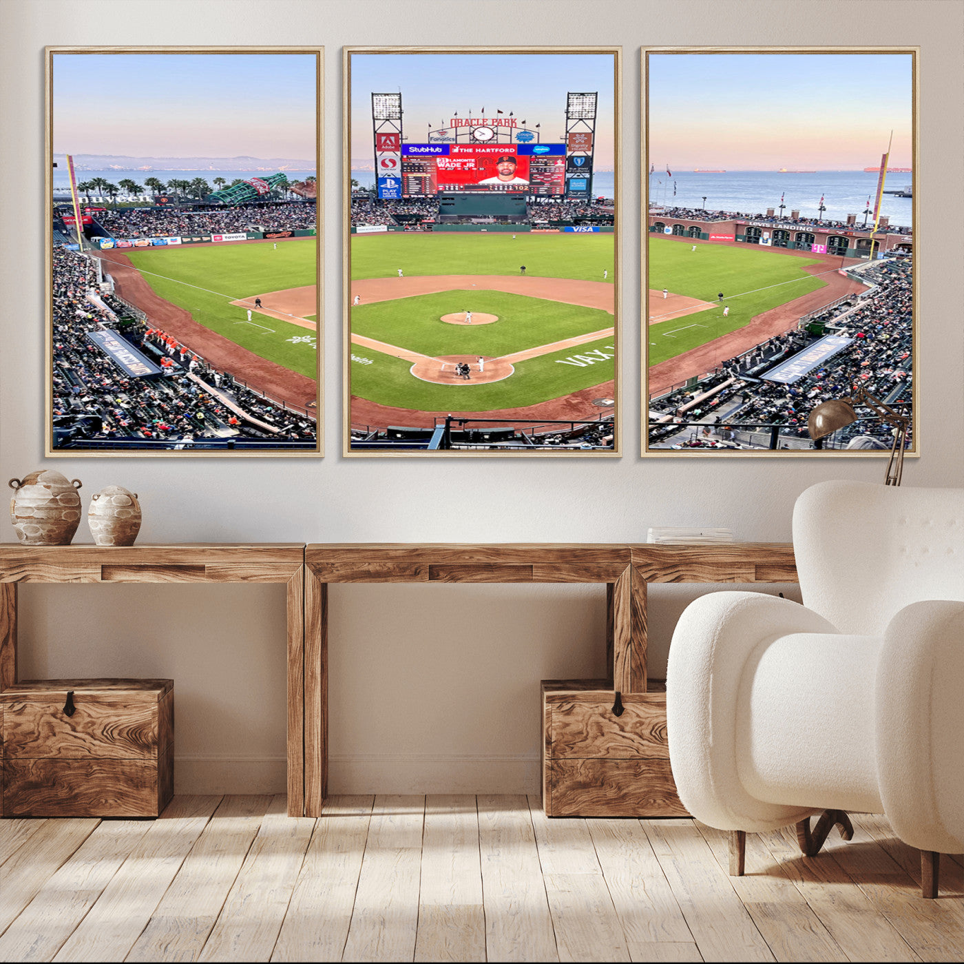 MGV-FC-60X30-3P - San Francisco Giants Baseball Team Print - Oracle Park Stadium Wall Art Canvas Print
