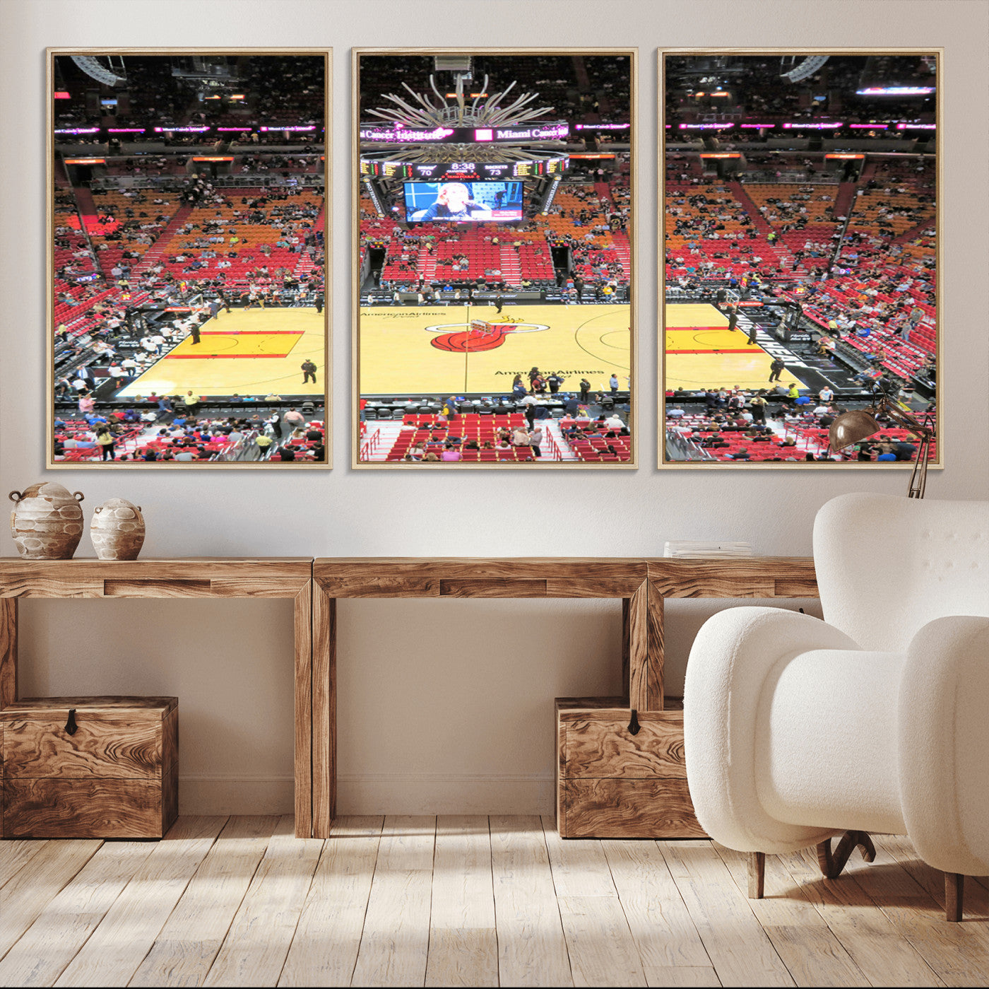 MGV-FC-60X30-3P - Miami Heat Basketball Team Print Wall Art- Kaseya Center Stadium Wall Art Canvas Print