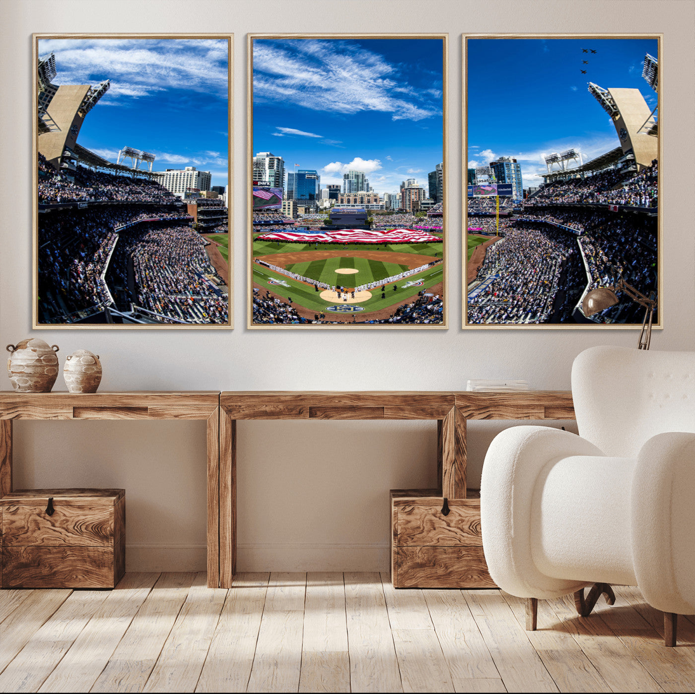MGV-FC-60X30-3P - San Diego Padres Baseball Team Print - Petco Park Stadium Wall Art Canvas Print