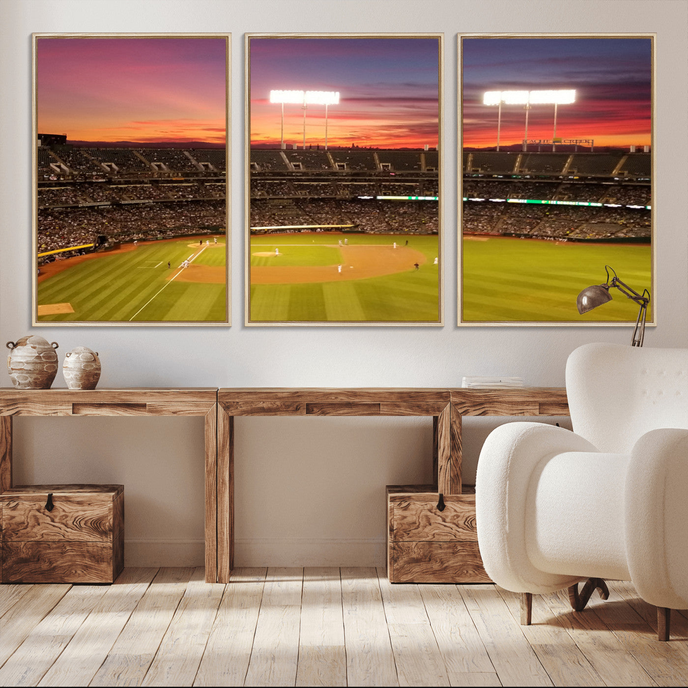 73718-MGV-CV-36X24-Oakland Athletics Baseball Team Print - Oakland Coliseum Stadium Wall Art Canvas Print