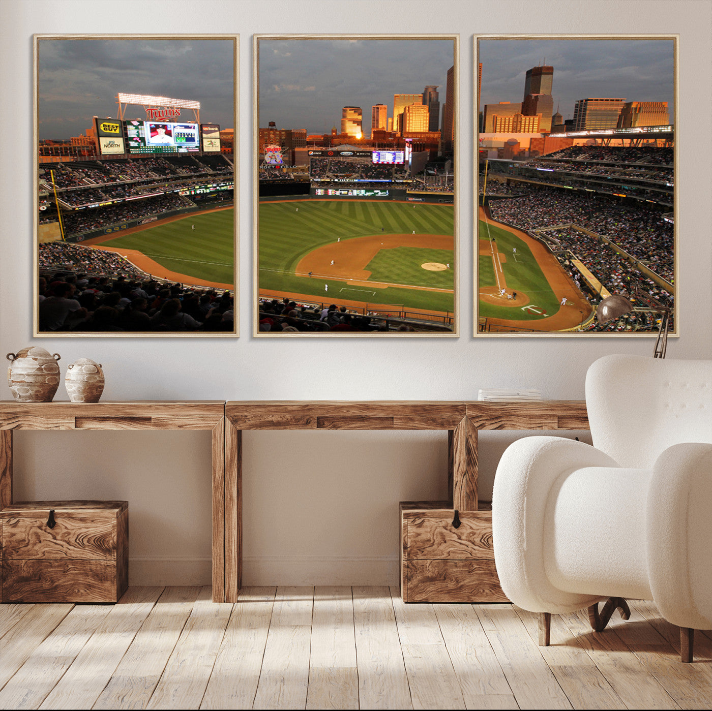 99822-MGV-CV-36X24-Minnesota Twins Baseball Team Print - Minneapolis Target Field Stadium Wall Art Canvas Print