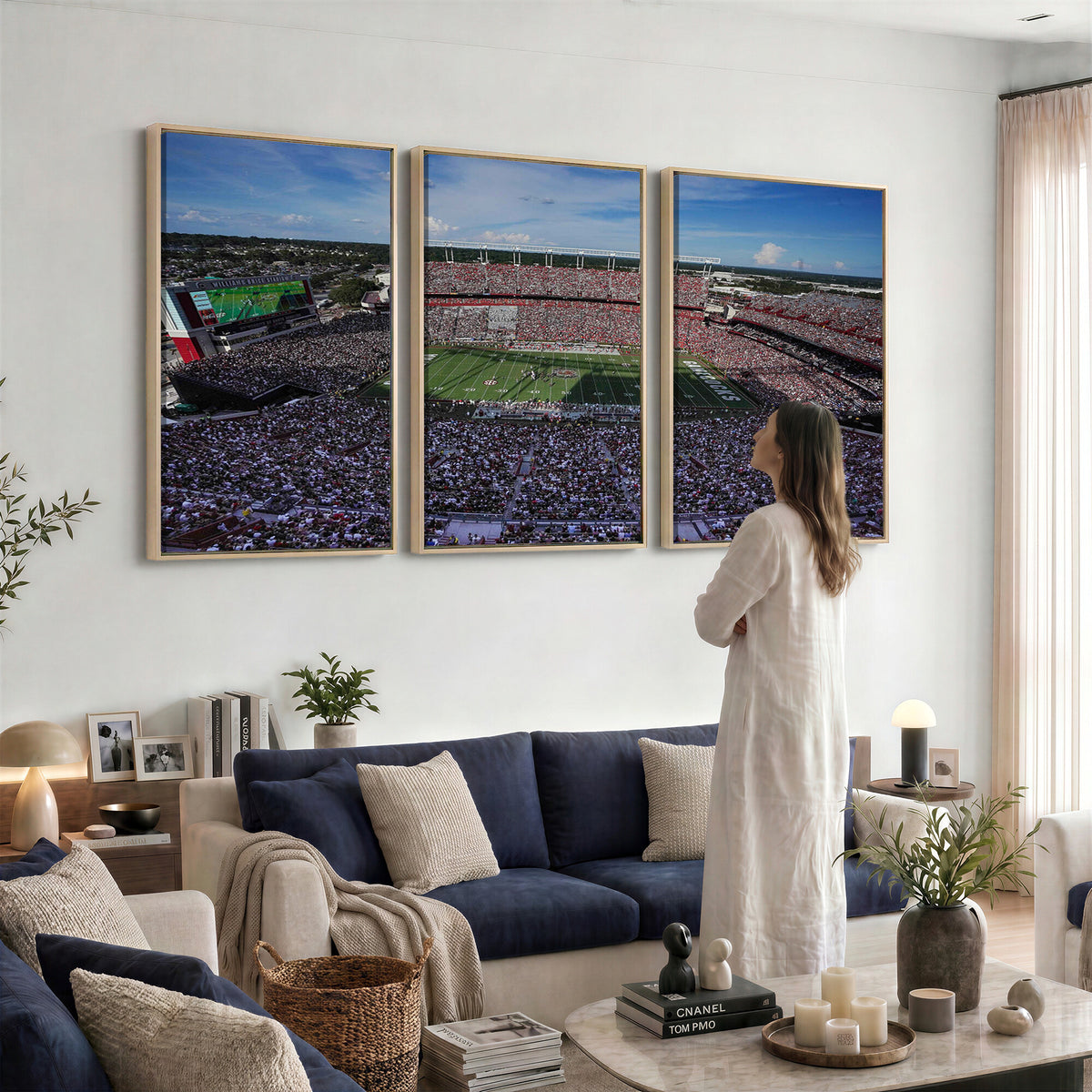 83382-MGV-CV-36X24 - South Carolina Gamecocks Football Team Print, Columbia Williams-Brice Stadium Wall Art