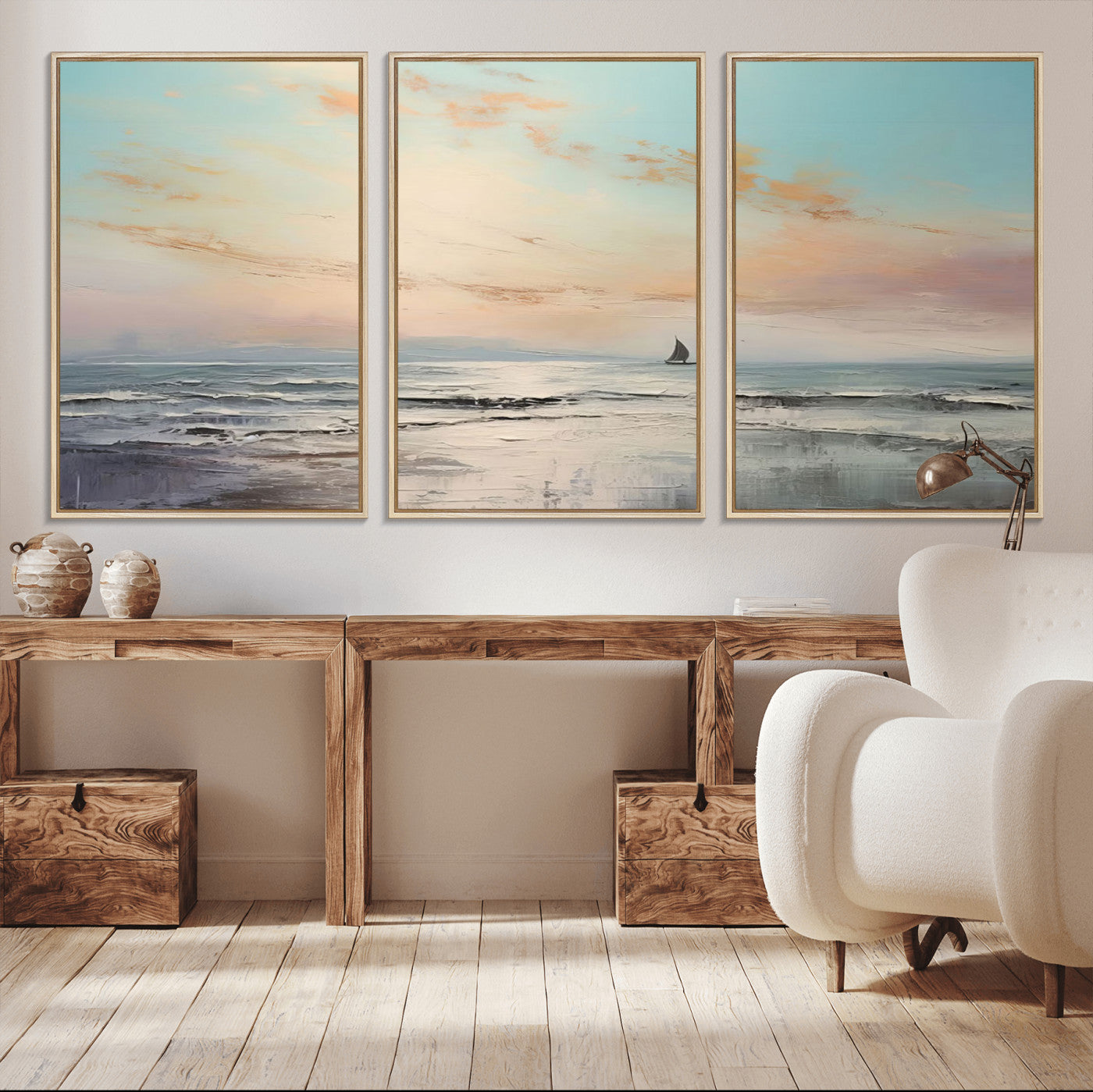 MGV-FC-60X30-3P - Abstract Ocean Wall Art -  Boat Wall Art Canvas Print