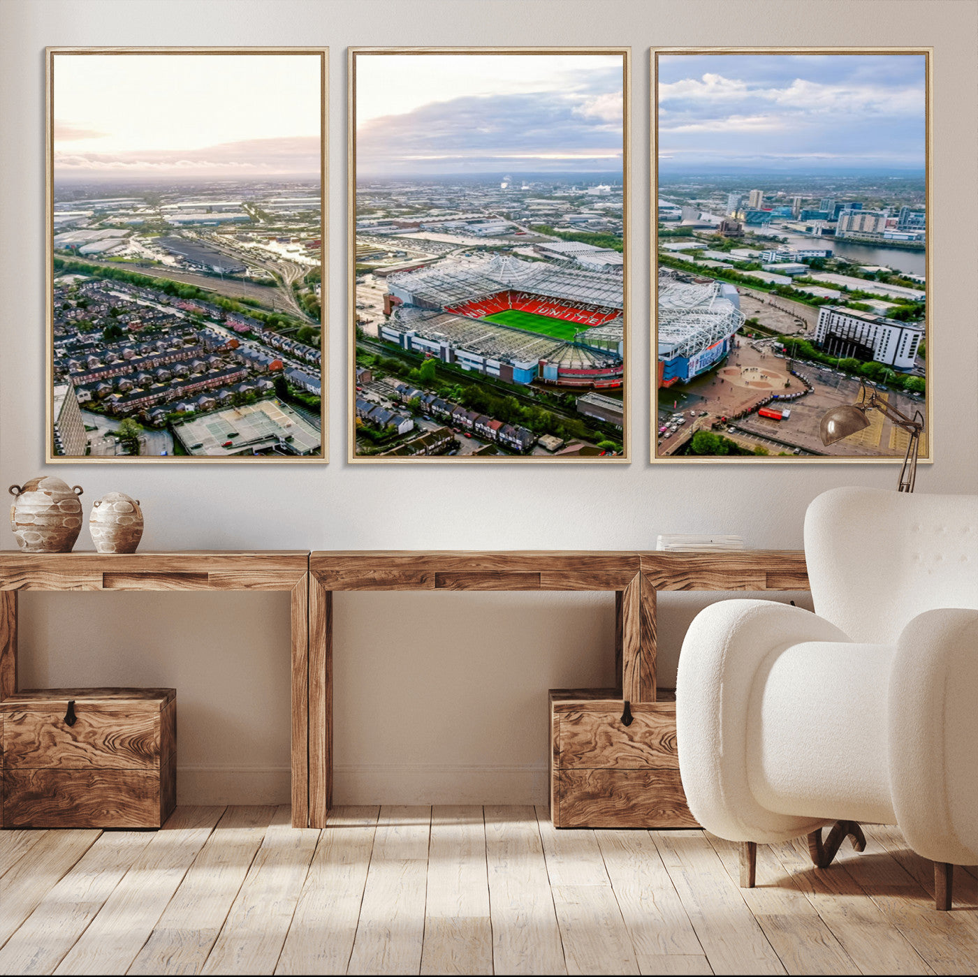 MGV-FC-60X30-3P - Old Trafford Manchester United Stadium Wall Art Canvas Print - Aerial View Stadium, Old Trafford