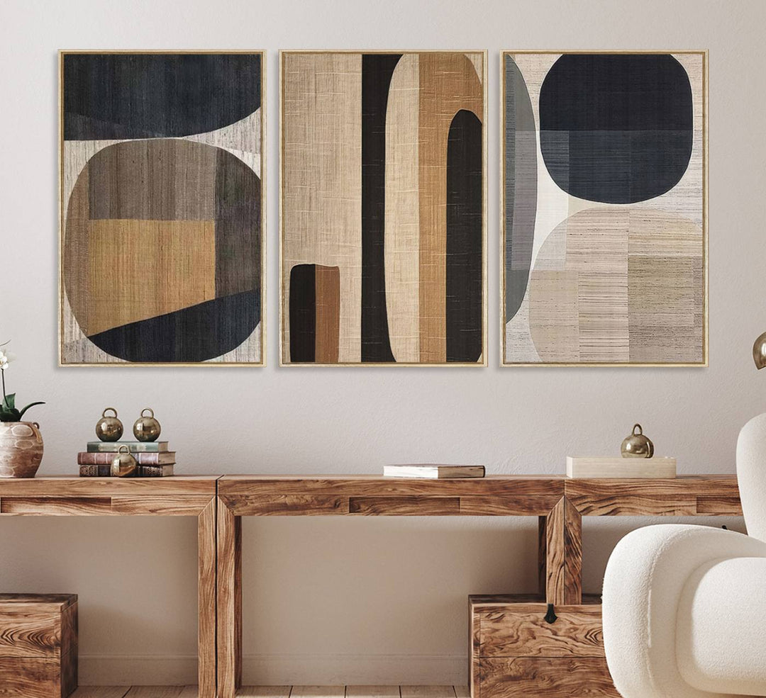 The dining area features a Wabi Sabi canvas print.