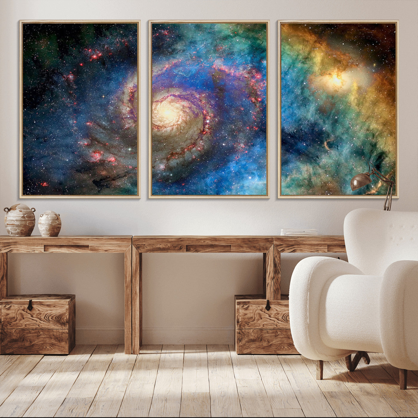 63487-MGV-FC-60X30-3P_Natural-Spiral Galaxy Wall Art Canvas Print