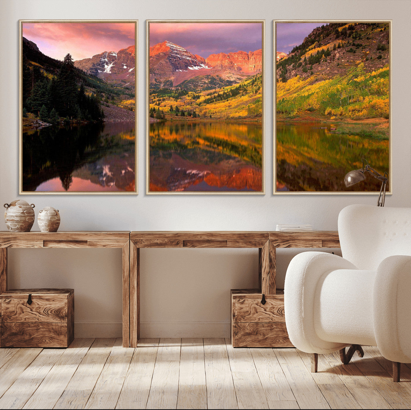 MGV-FC-60X30-3P - Colorado Rockies Mountain Sunset Wall Art | Ready to Hang and Framed | Scenic Nature Landscape