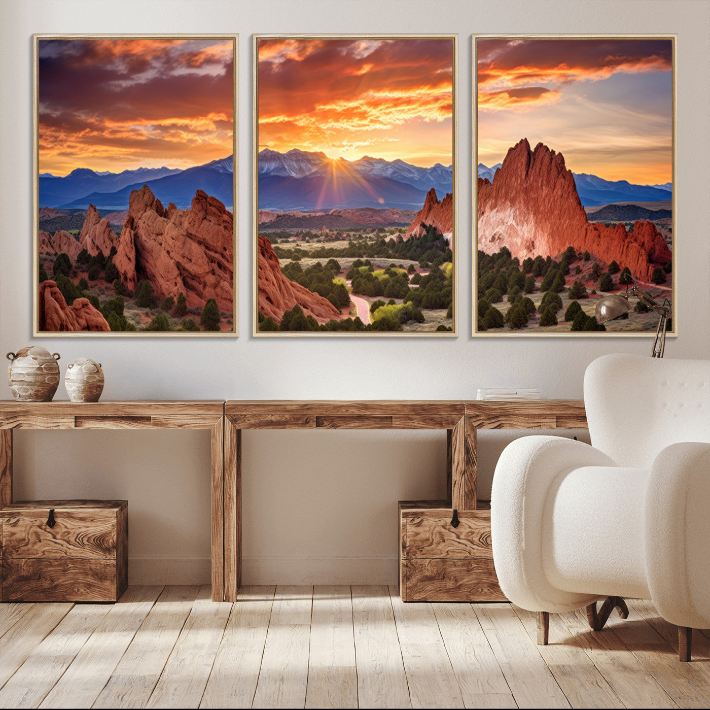 MGV-FC-60X30-3P - Rocky Mountains Sunset Wall Art Canvas Print – Ready to Hang, Framed Colorado Landscape