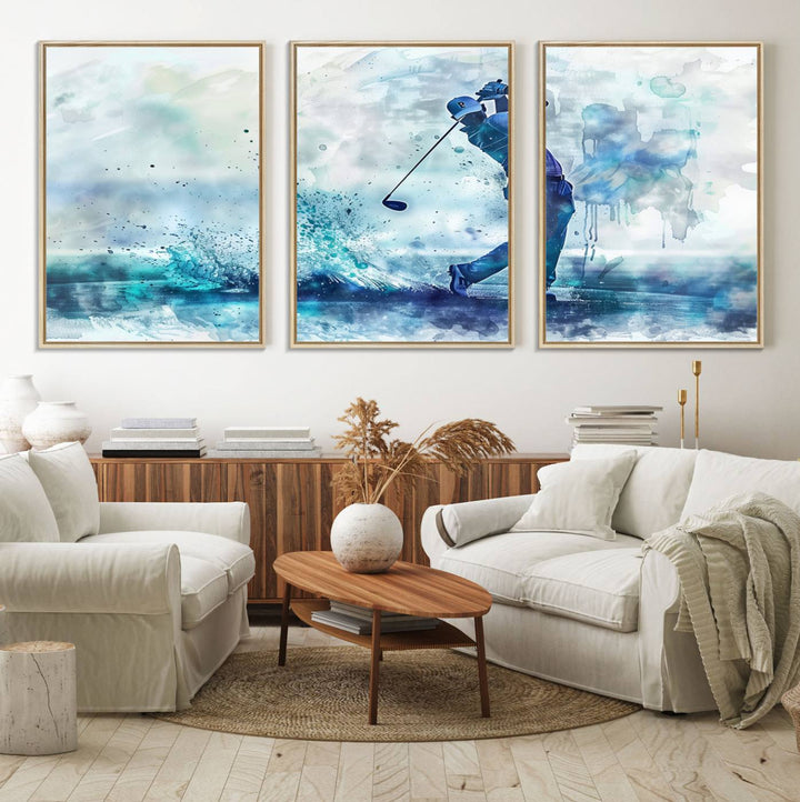 Golf Swing Wall Art Canvas Print, a sports-inspired watercolor decor.