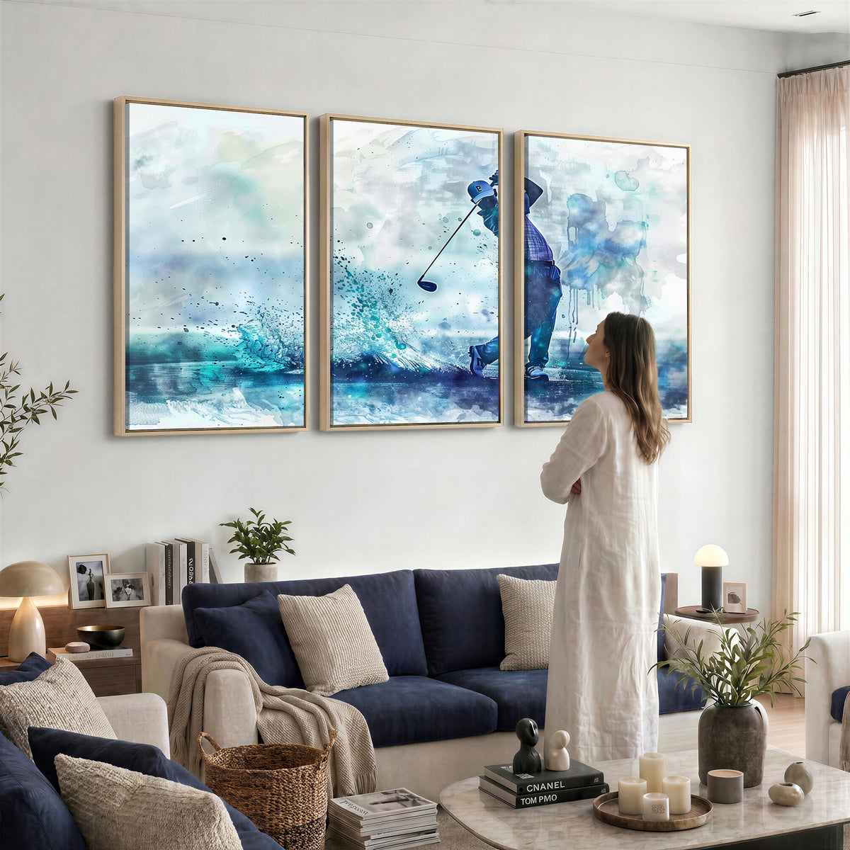 45328-MGV-CV-36X24 - Watercolor Abstract Golf Swing Wall Art Canvas Print