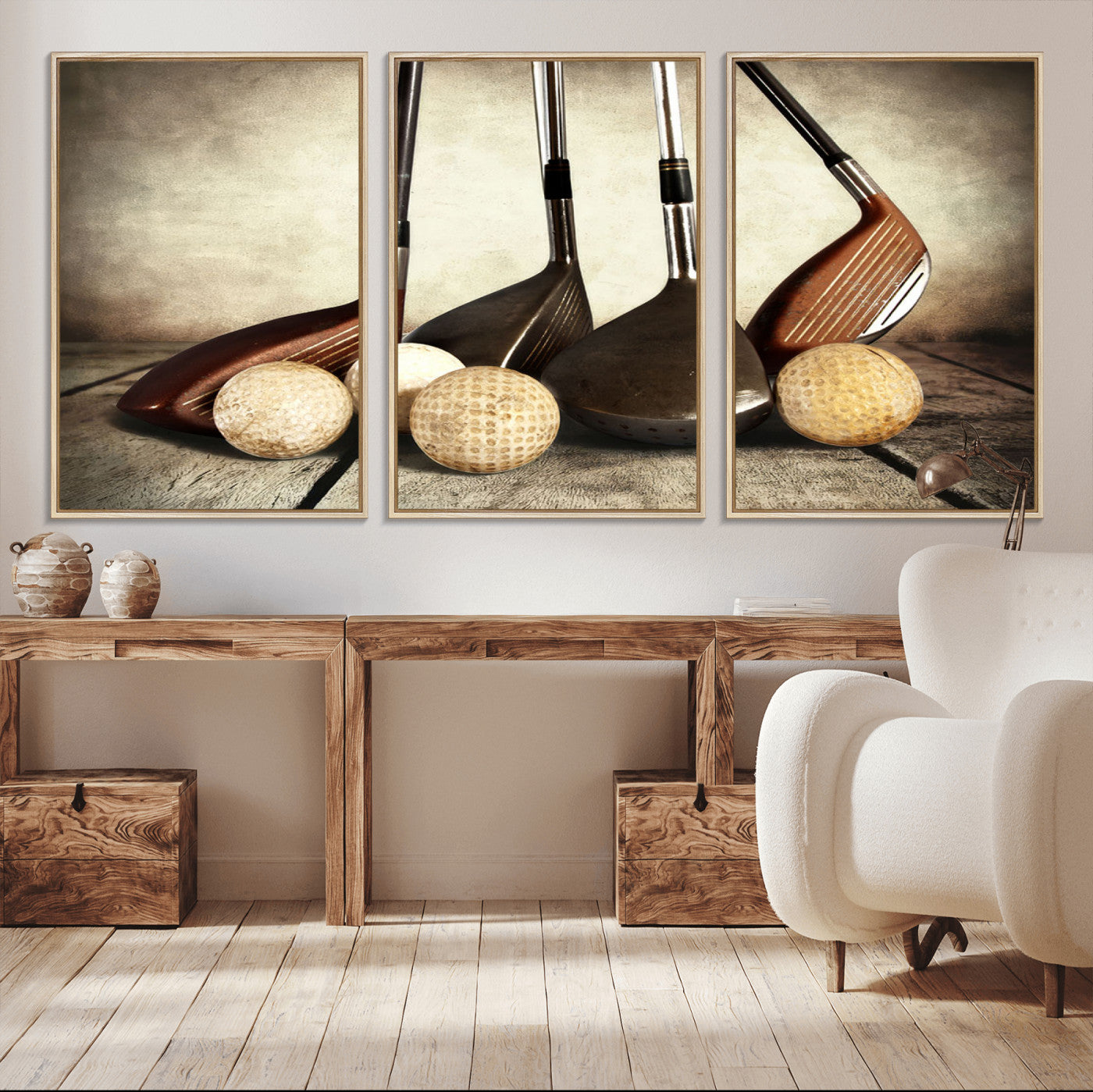 33845-MGV-CV-36X24-Vintage Golf Ball Art | Golf Decor for Man Cave or Office | Ready to Hang and Framed