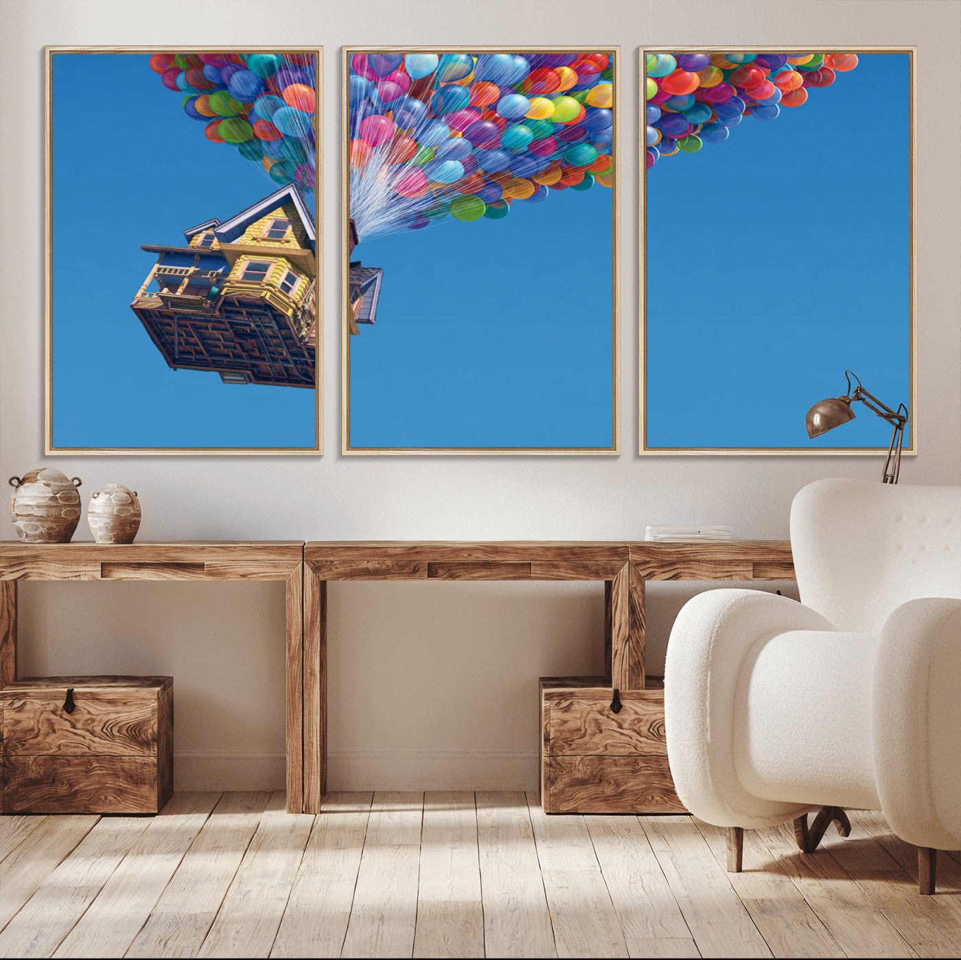 MGV-FC-60X30-3P - Carl Fredricksen, Up Movie Wall Art, Balloons Wall Art, Air Balloons for Kids Room Print