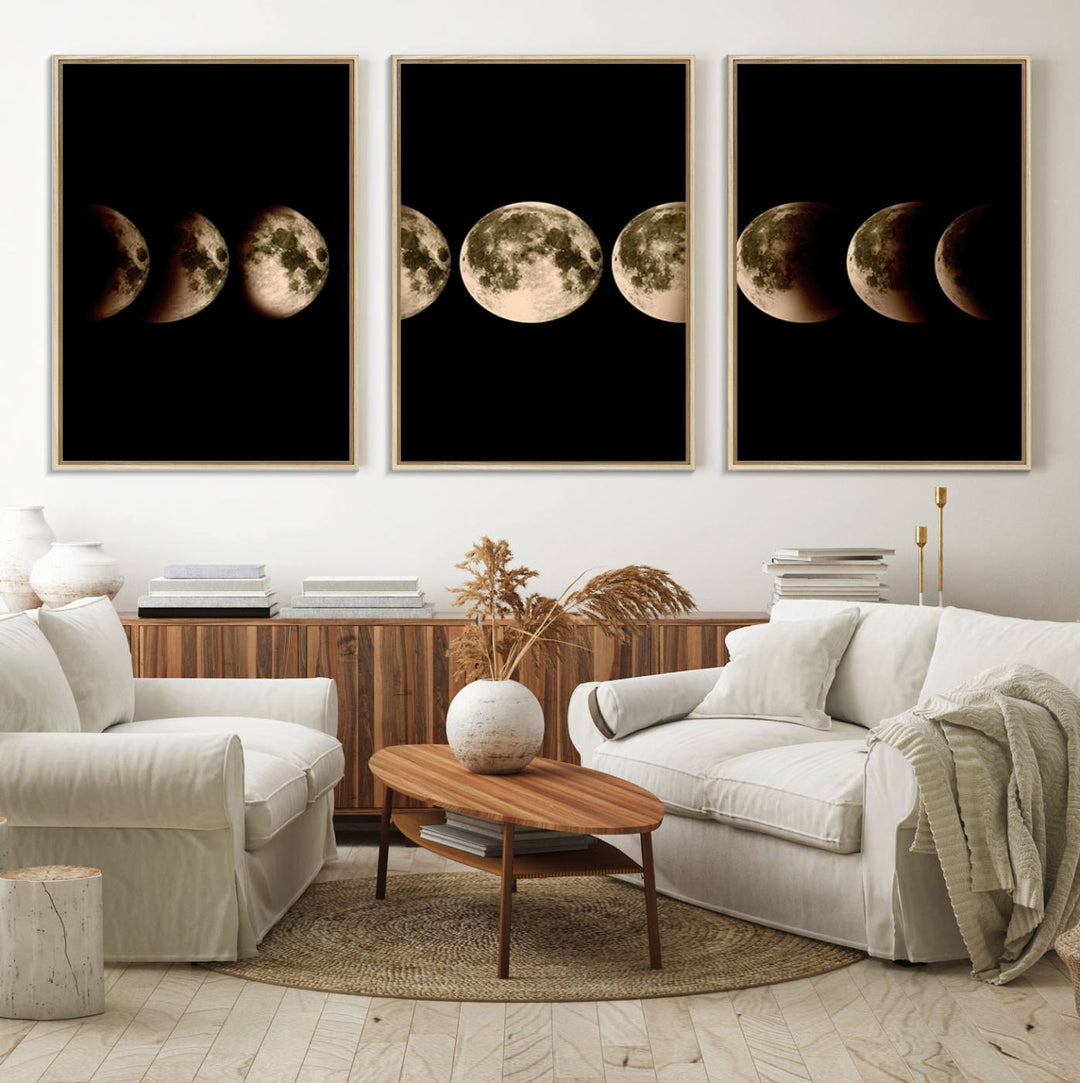 Phases of the Moon canvas print, ideal for lunar sequence decor.