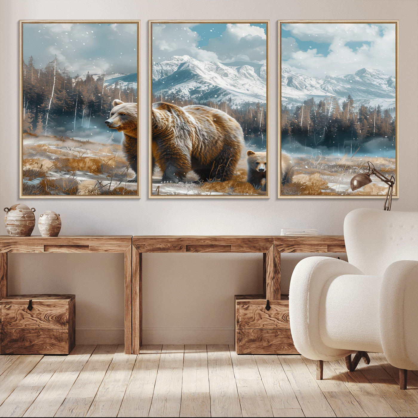 MGV-FC-60X30-3P - Bear and Baby Bear Wall Art Canvas Print