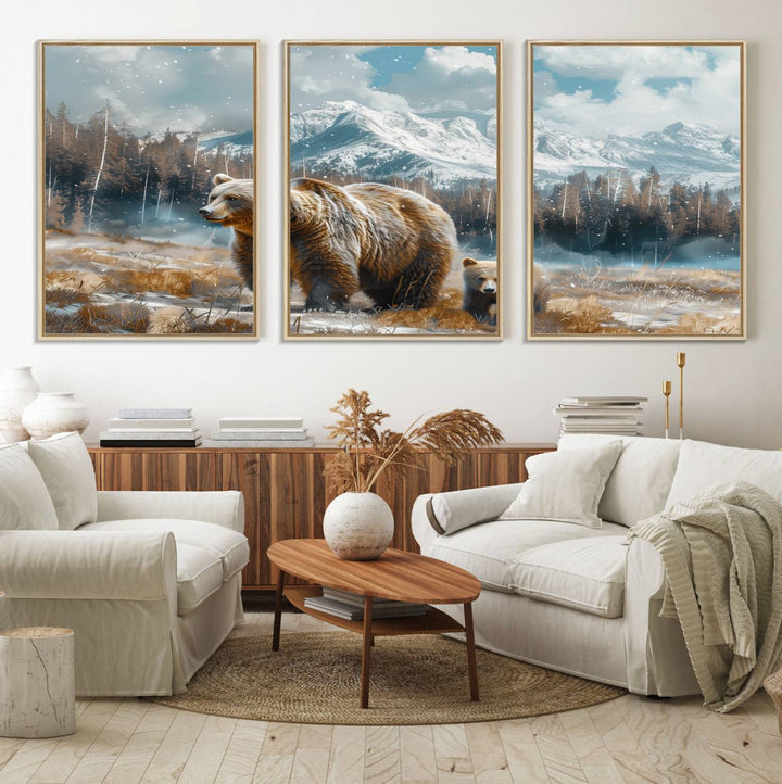 Bear and Baby Bear Wall Art Canvas Print is perfect nursery decor.