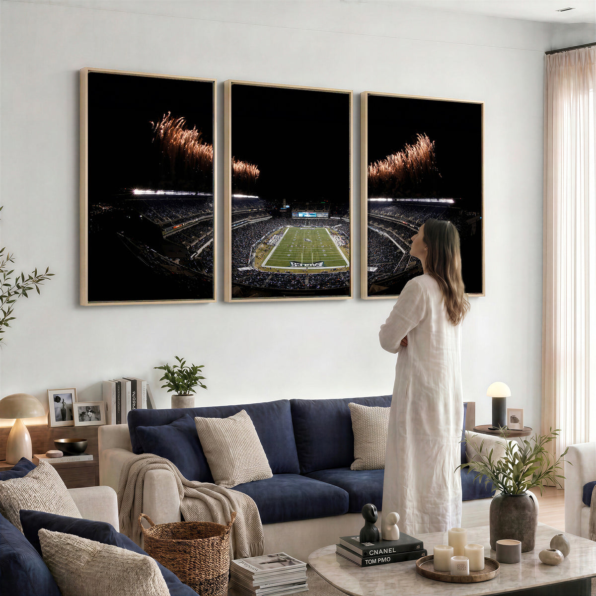 89680-MGV-CV-36X24 - Eagles Field Stadium Wall Art, Philadelphia Eagles Football, Framed and Ready to Hang