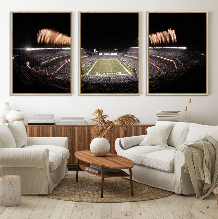 Eagles Field Stadium Wall Art features a depiction of Lincoln Financial Field fireworks.