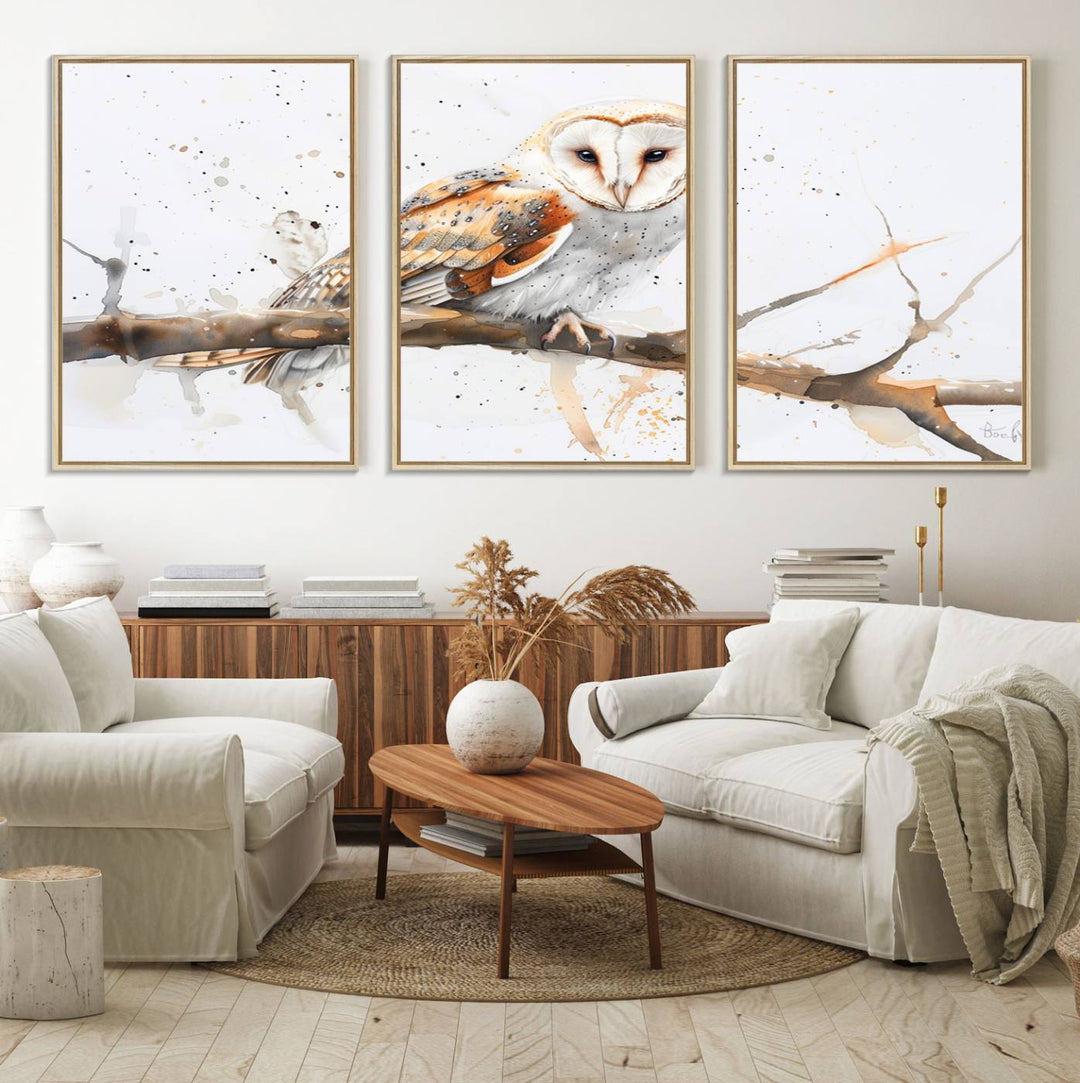 Nature enthusiasts will love the Barn Owl Wall Art on Branch, a stunning canvas print that is ready to hang and beautifully framed.