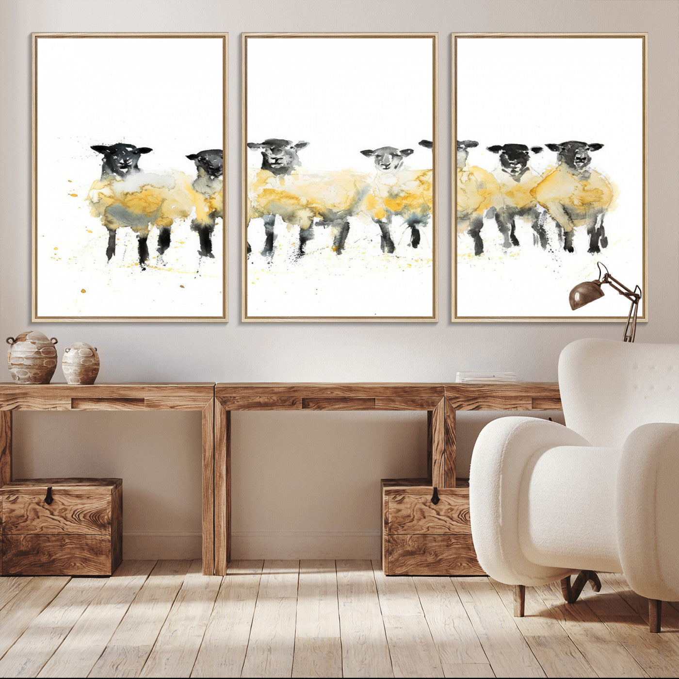 72612-MGV-CV-36X24-Farmhouse Wall Art Sheep Print | Ready to Hang Framed Canvas | Rustic Barn Decor