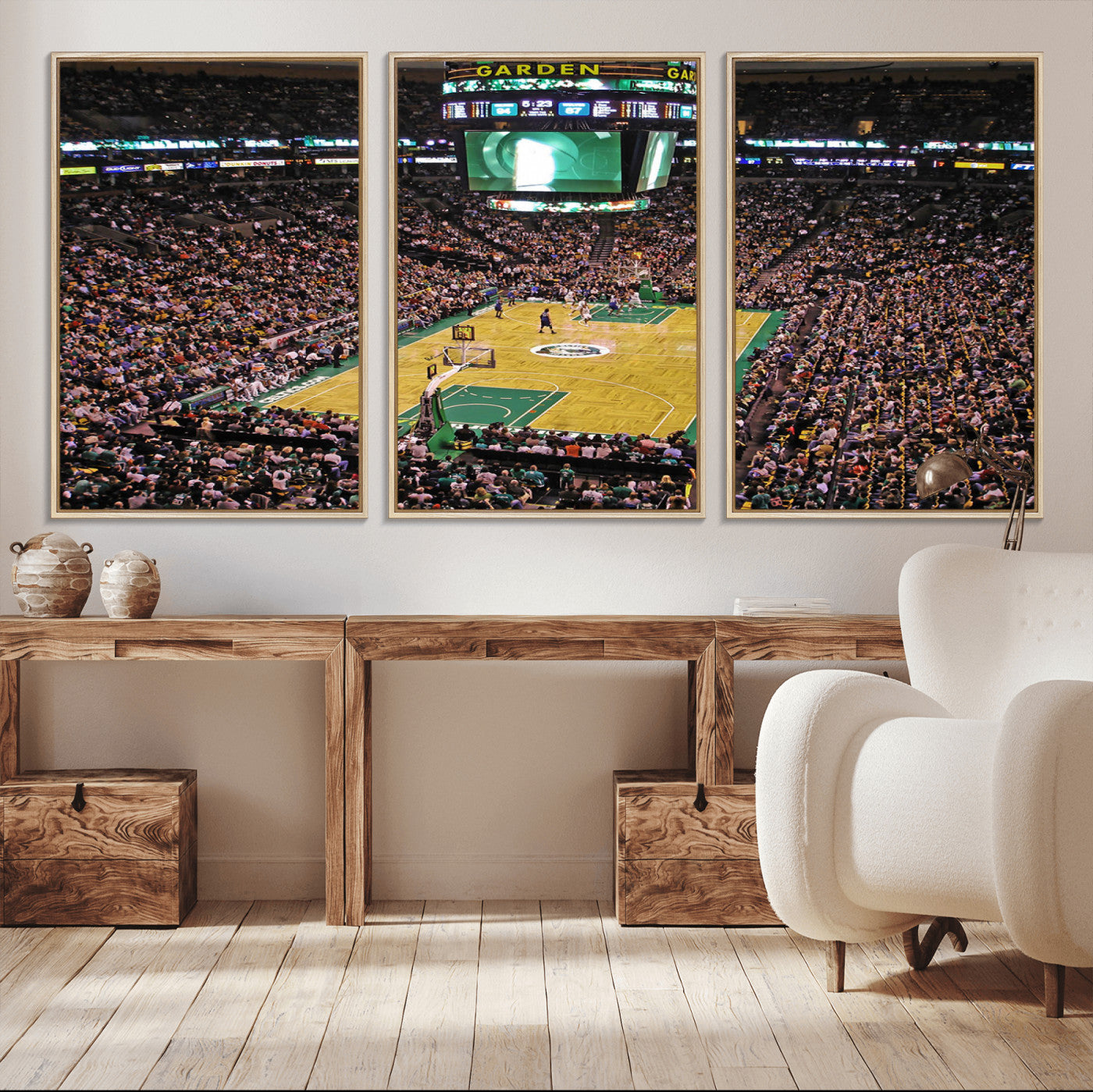 19201-MGV-CV-36X24-Celtics Game Versus The Timberwolves | Baseball Stadium Wall Art | Canvas Print | Ready to Hang