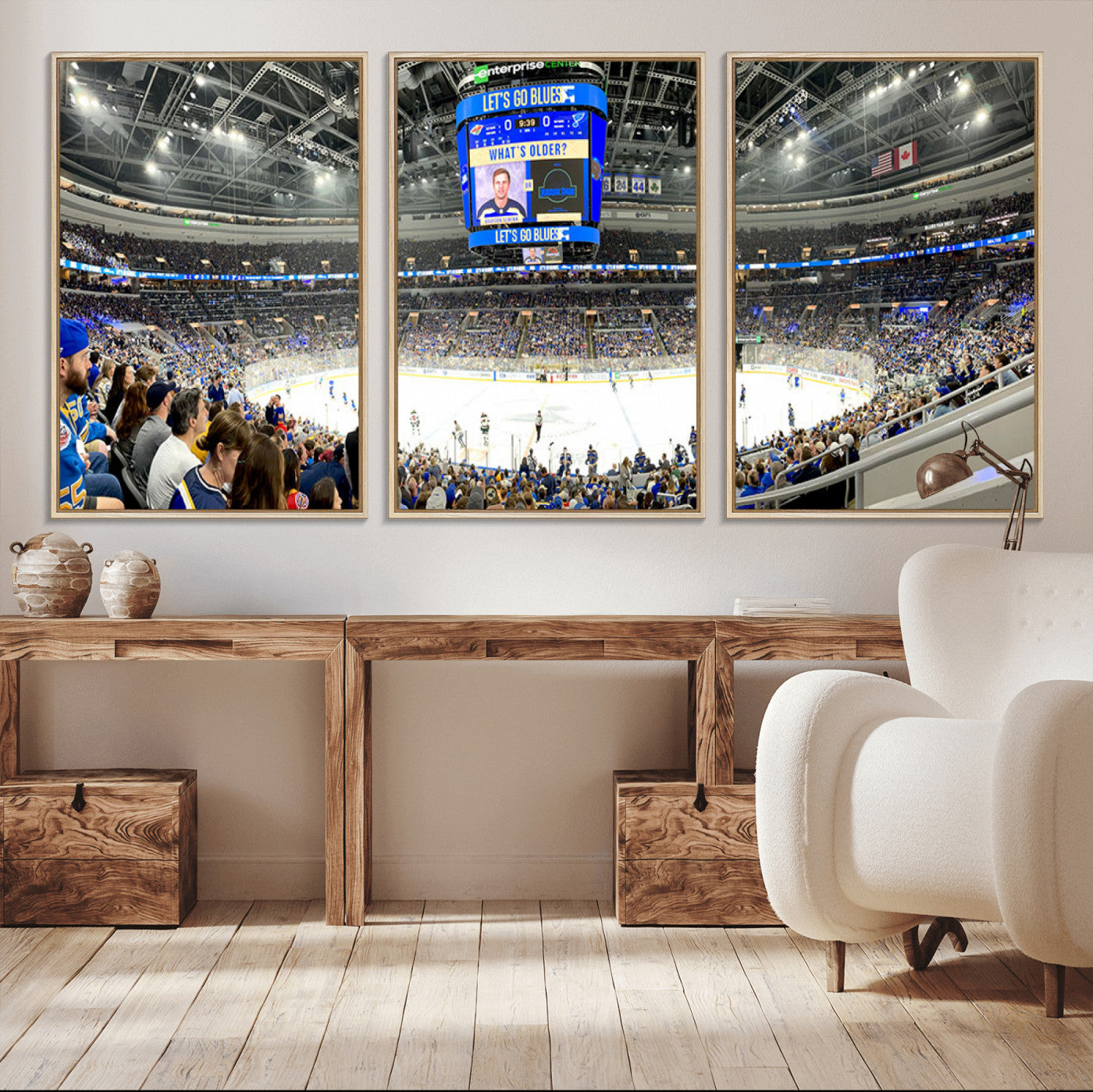 MGV-FC-60X30-3P - Enterprise Center | Missouri St. Louis Blues Ice Hockey Stadium Wall Art | Canvas Print | Ready to