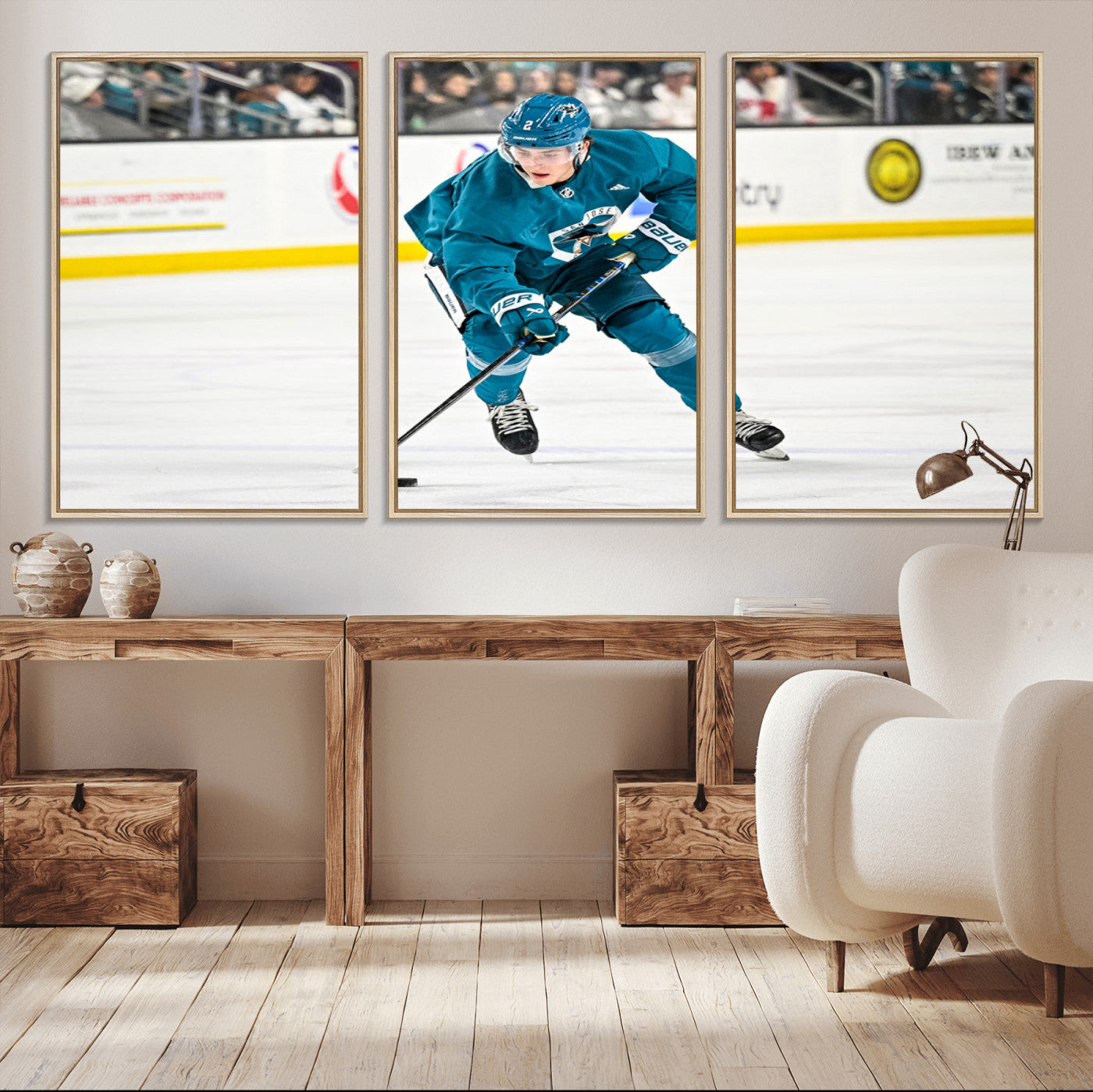 69179-MGV-CV-36X24-San Jose Sharks Ice Hockey Player Wall Art Canvas Print