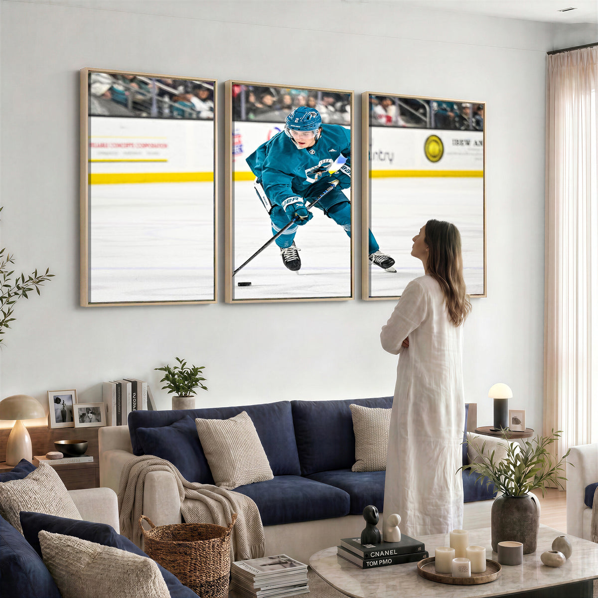 69179-MGV-CV-36X24 - San Jose Sharks Ice Hockey Player Wall Art Canvas Print