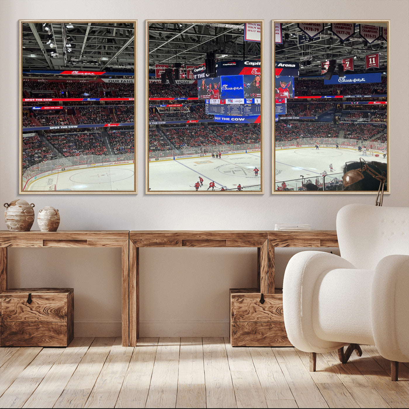 71287-MGV-CV-36X24-Washington Capitols New York Rangers Ice Hockey Game Stadium Wall Art Canvas Print