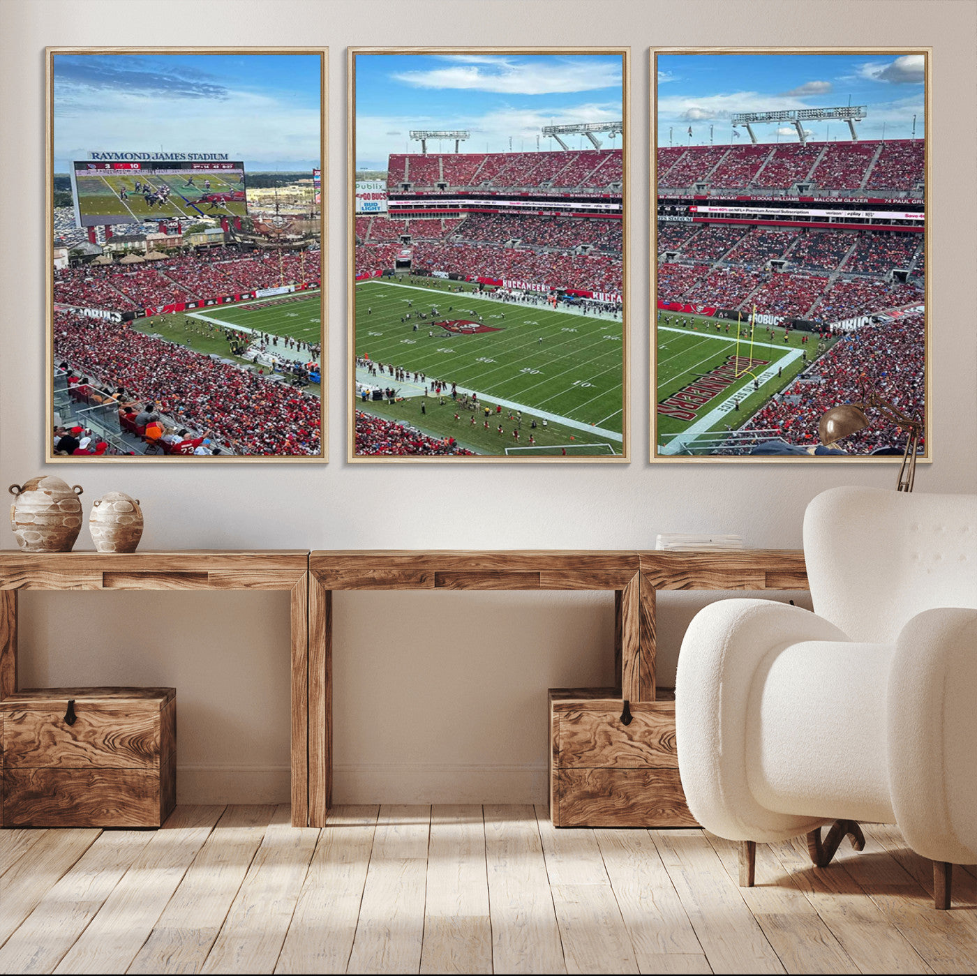 MGV-FC-60X30-3P - Florida Tampa Raymond James Stadium Wall Art Canvas Print - NFL Football Stadium Print Canvas