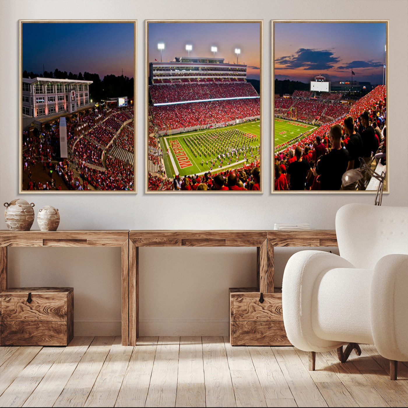 87655-MGV-FC-60X30-3P_Natural-NC State Wolfpack Football Team Print - Raleigh Carter-Finley Stadium Wall Art Canvas Print