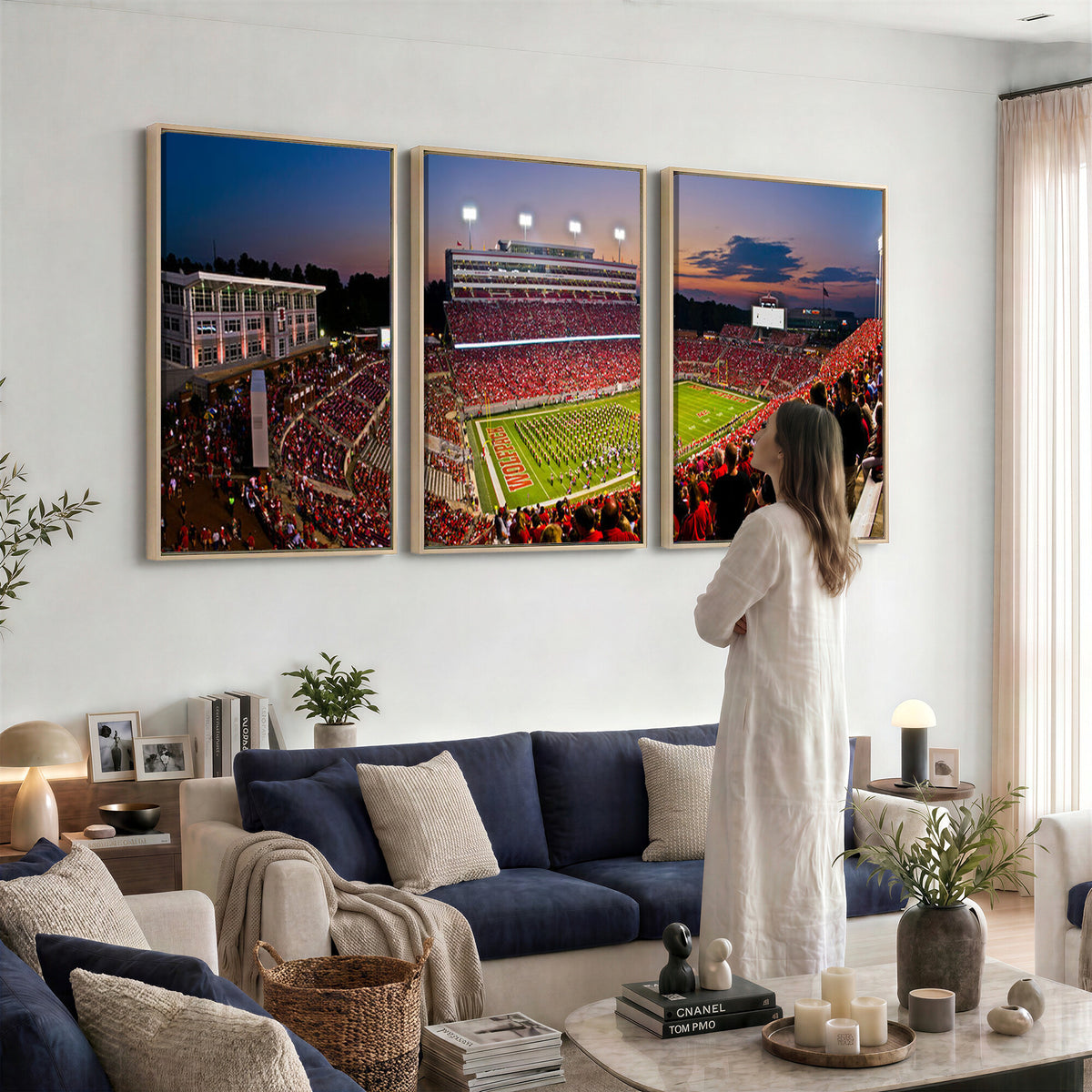 87655-MGV-CV-36X24 - NC State Wolfpack Football Team Print - Raleigh Carter-Finley Stadium Wall Art Canvas Print