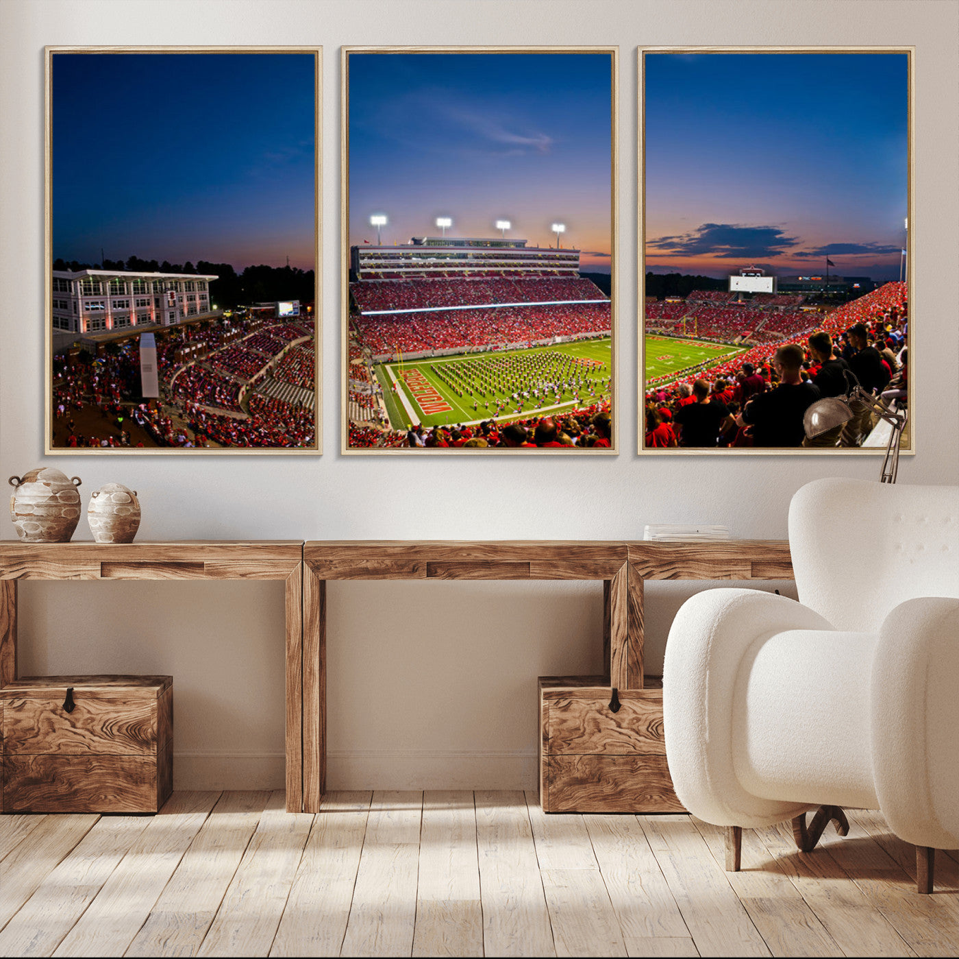 33313-MGV-CV-36X24-NC State Wolfpack Football Team Print - Raleigh Carter-Finley Stadium Wall Art Canvas Print