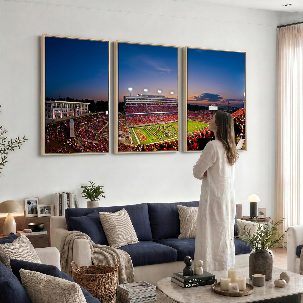 33313-MGV-CV-36X24 - NC State Wolfpack Football Team Print - Raleigh Carter-Finley Stadium Wall Art Canvas Print
