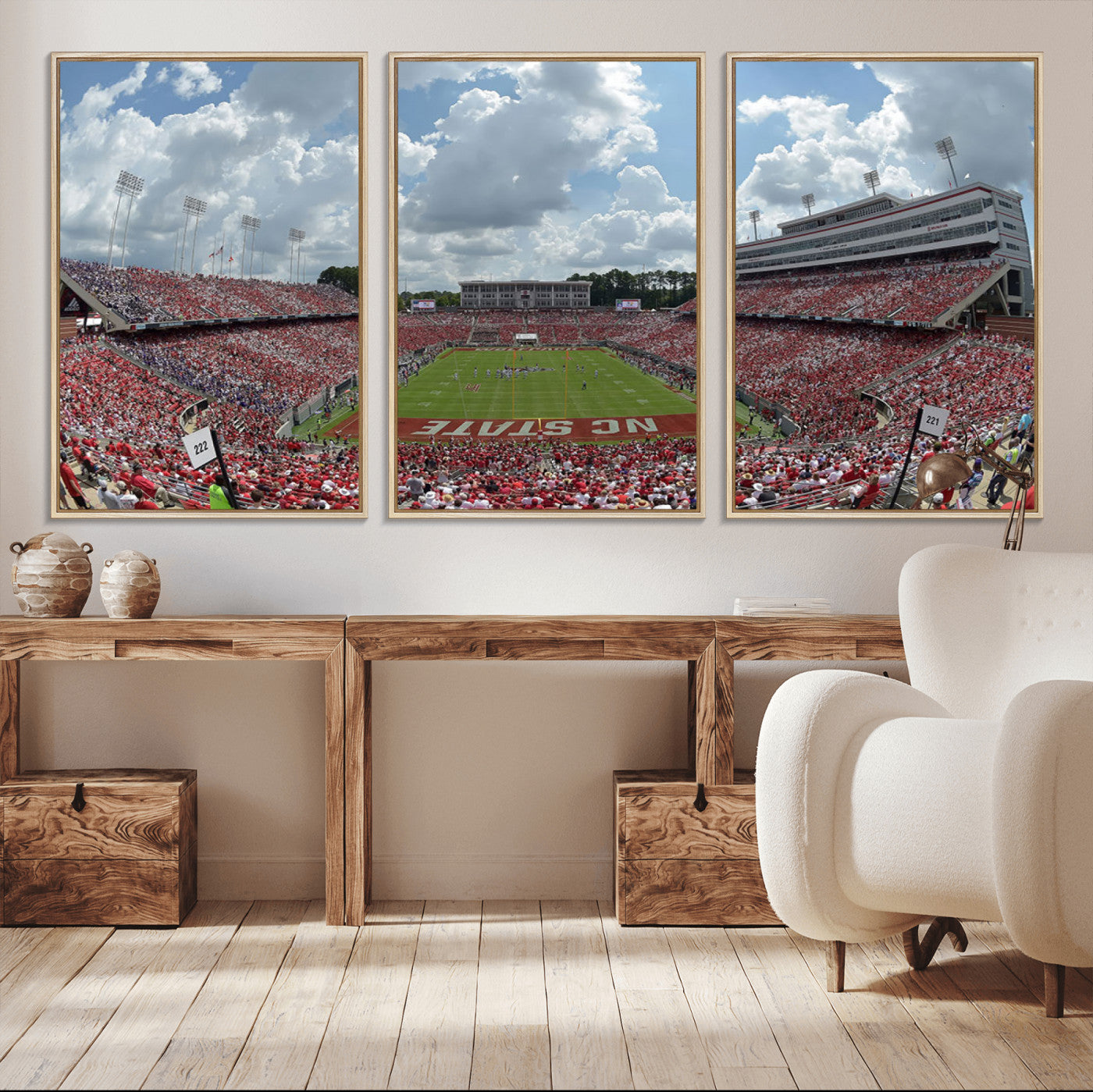 MGV-FC-60X30-3P - NC State Wolfpack Football Team Print Canvas- Raleigh Carter-Finley Stadium Wall Art Canvas Print
