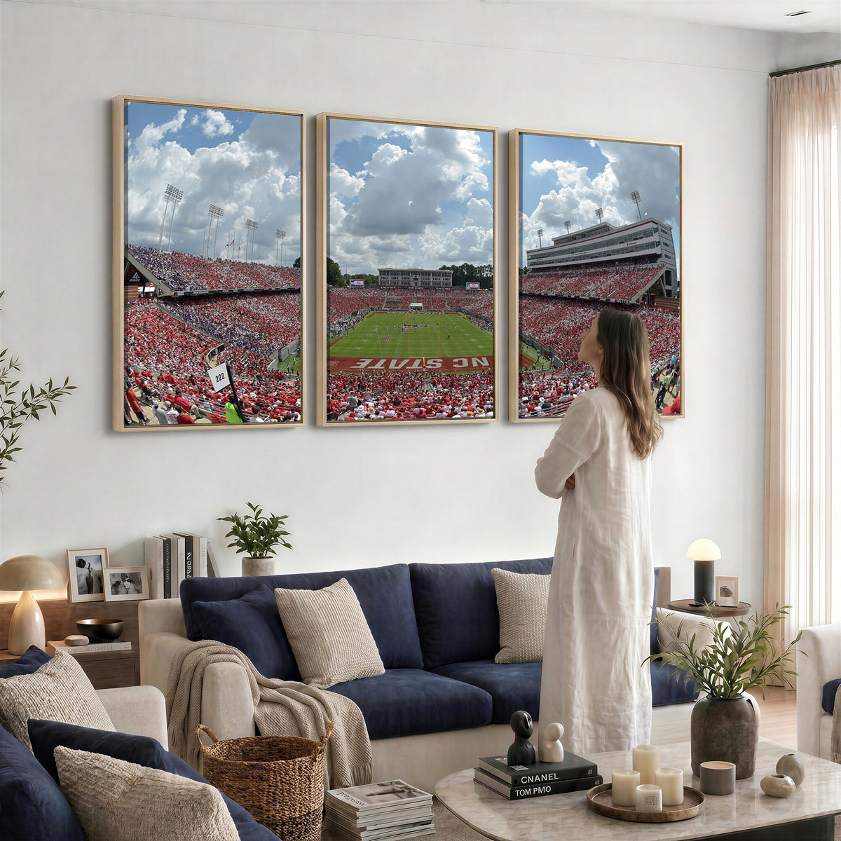 30640-MGV-CV-36X24 - NC State Wolfpack Football Team Print Canvas- Raleigh Carter-Finley Stadium Wall Art Canvas Print