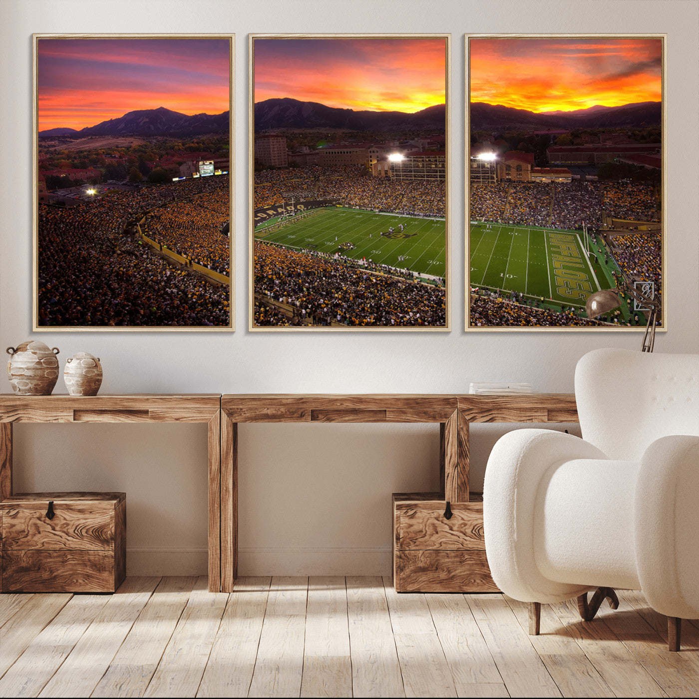 MGV-FC-60X30-3P - Colorado Buffaloes Football Team Print - Boulder Folsom Field Stadium Wall Art Canvas Print