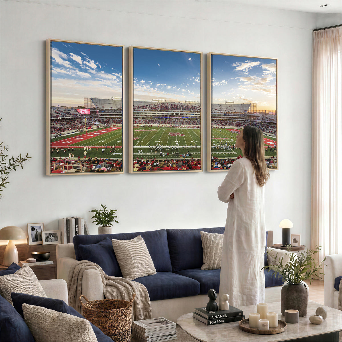36612-MGV-CV-36X24 - Framed Houston Cougars Football Team Print - Houston TDECU Stadium Wall Art Canvas Print