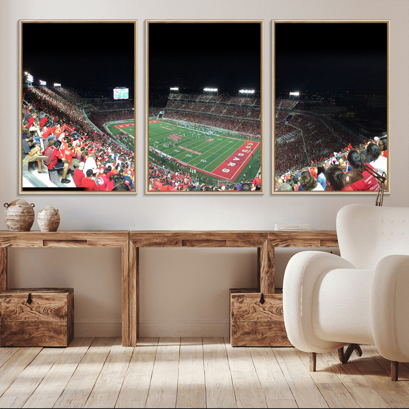 67036-MGV-FC-60X30-3P_Natural-Houston Cougars Football Team Print - Houston TDECU Stadium Wall Art Canvas Print
