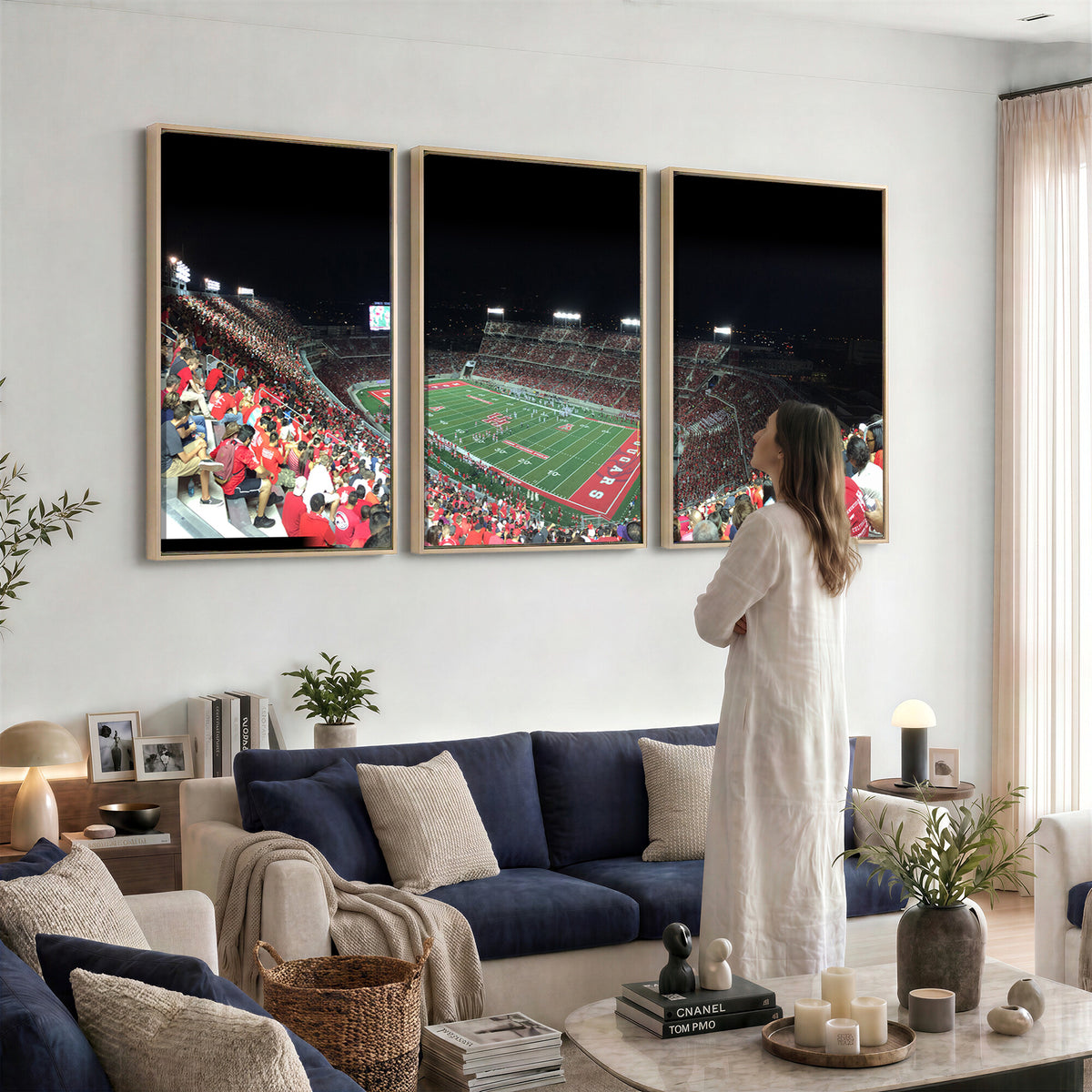 67036-MGV-CV-36X24 - Houston Cougars Football Team Print - Houston TDECU Stadium Wall Art Canvas Print